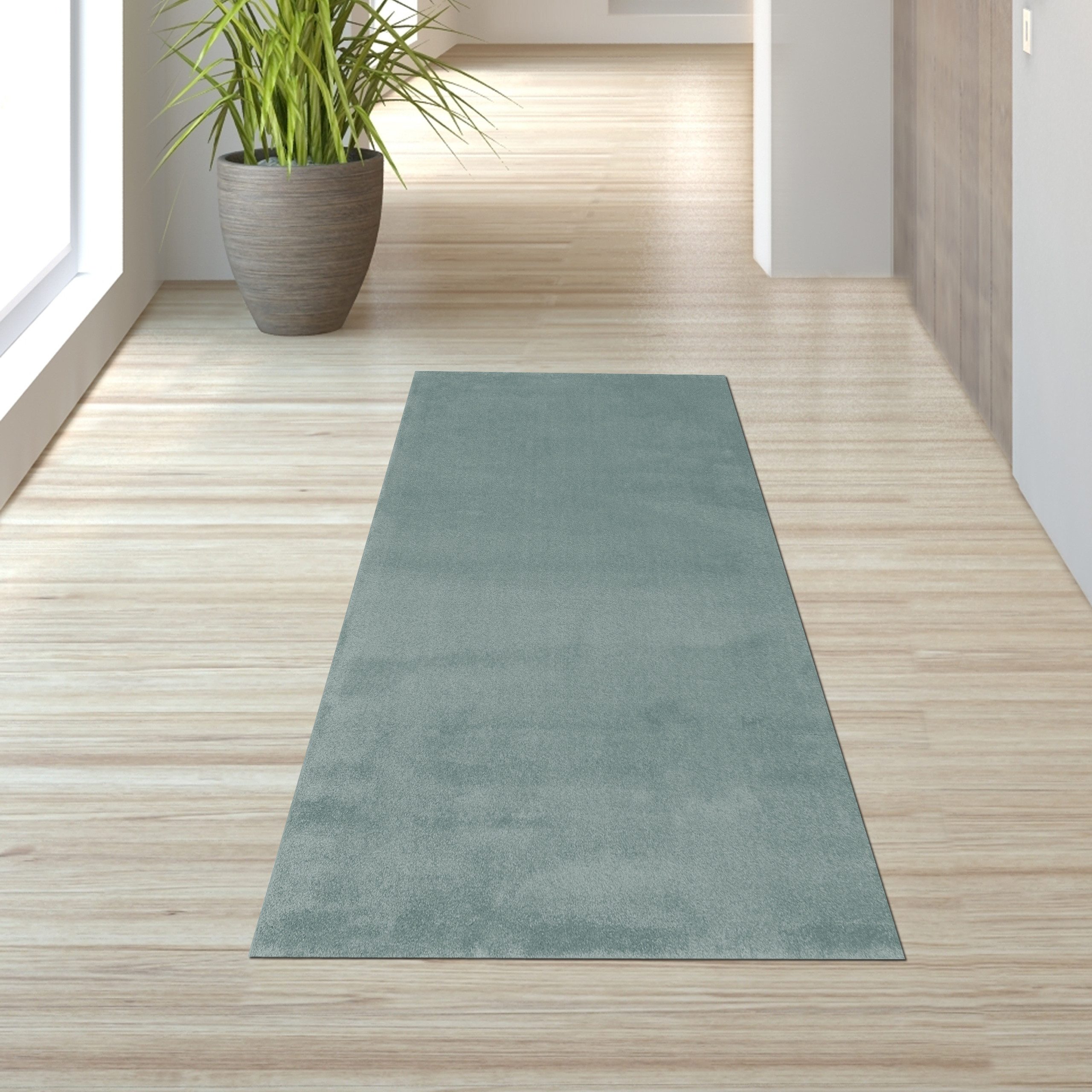 TeppichHome24 Teppich Teppich hochflor weich pflegeleicht robust uni Mint Grün, rechteckig, Höhe: 17 mm