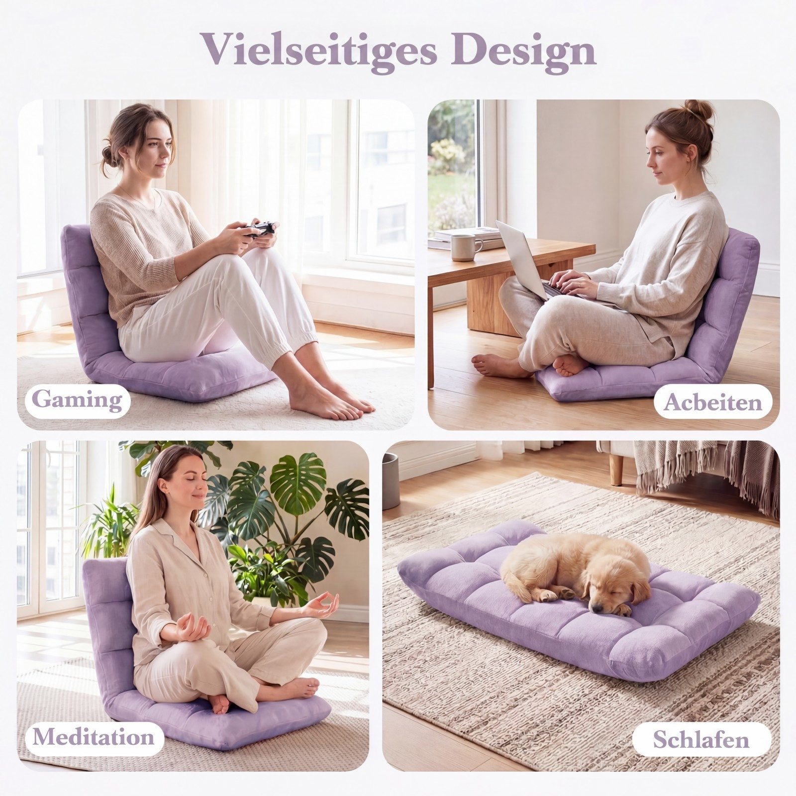 COSTWAY Relaxsessel, Bodensessel gepolstert mit verstellbarer Rückenlehne 150kg