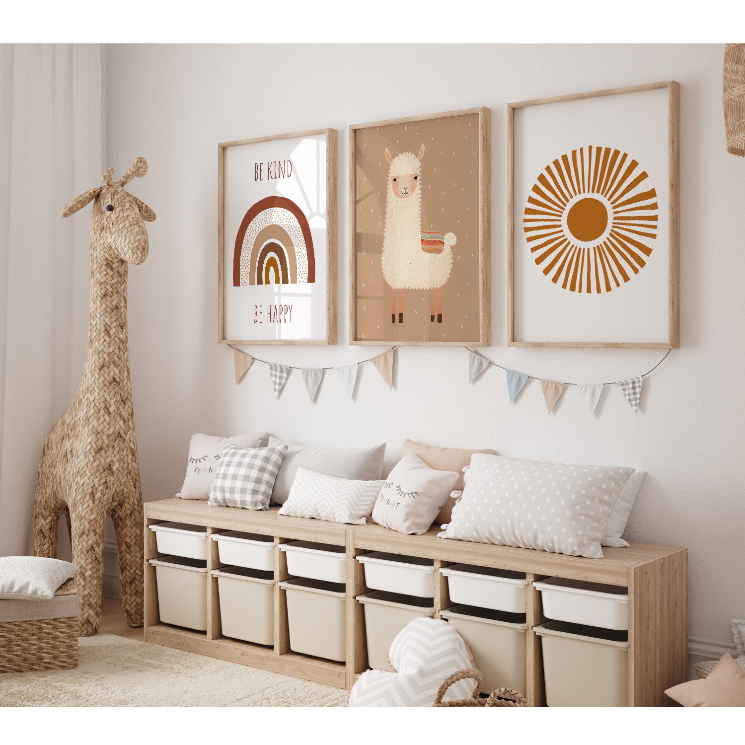 MeinBaby123® Poster Bilder Kinderzimmer, Poster Kinderzimmer Deko, Süße Tiere, Babyzimmer, Tiere Wandbilder, Boho, Sprüche