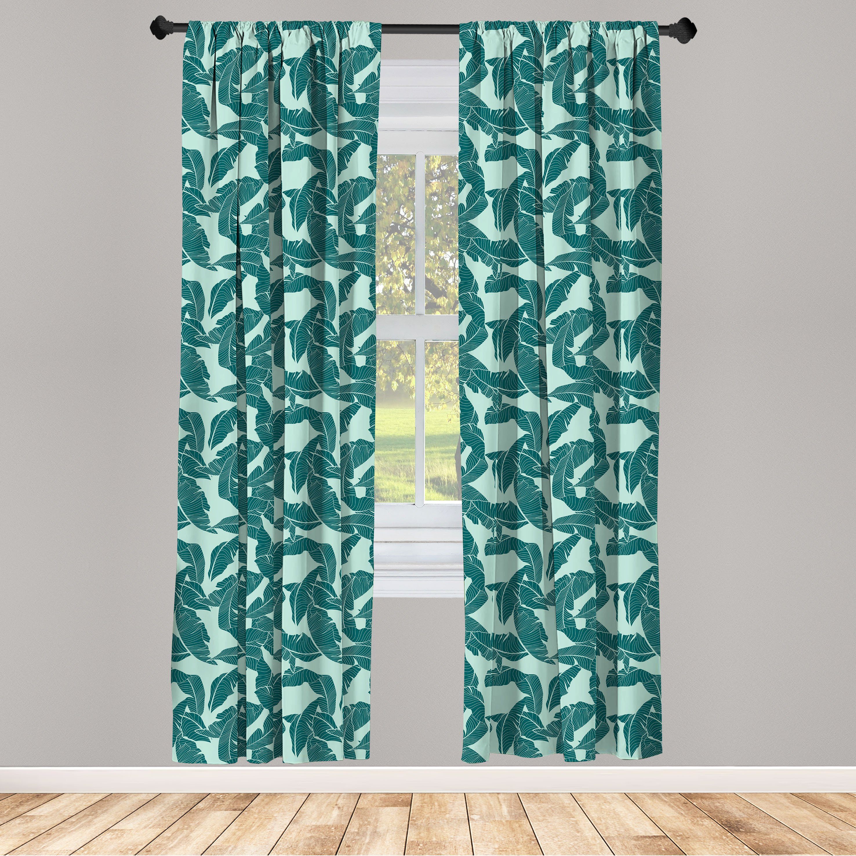 Gardine Vorhang für Wohnzimmer Schlafzimmer Dekor, Abakuhaus, Microfaser, hawaiisch Zusammenfassung Palmblätter