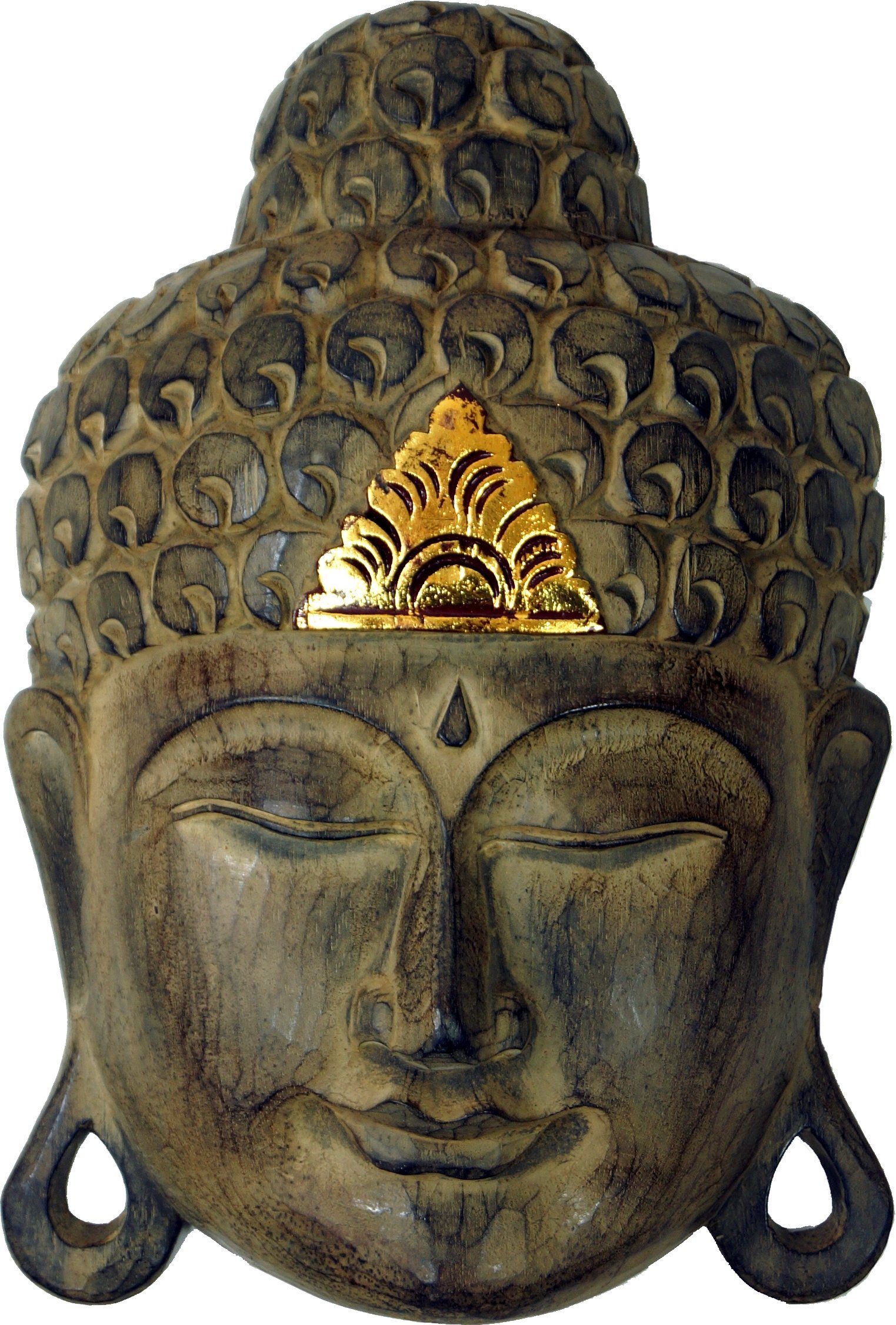 Goldverzierung,.. Maske mit Guru-Shop Buddha Buddhafigur Geschnitzte