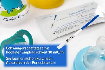 One+Step Schwangerschaftstest ultraempfindlicher Schwangerschaftstest Urintest – Frühtest 10 miu/ml, 5-St., Frühtest 10 miu/ml