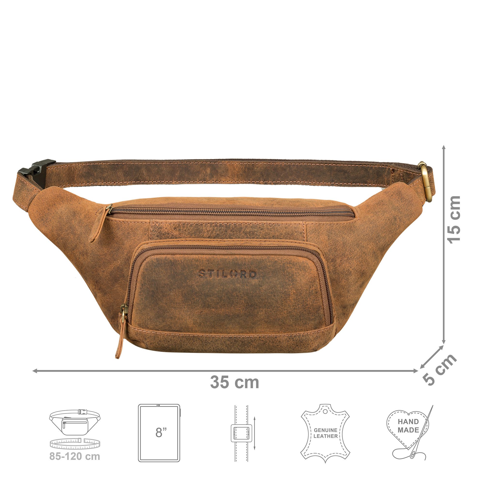 STILORD Bauchtasche "Raven" Stylishe Männer Bauchtasche Damen Leder Gürteltasche Groß