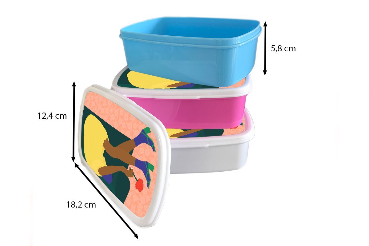 (2-tlg), Lunchbox - Blumen - Erwachsene, für Kunststoff, Brotbox Frau Mädchen, rosa Kunststoff Snackbox, Kinder, MuchoWow Brotdose Retro,