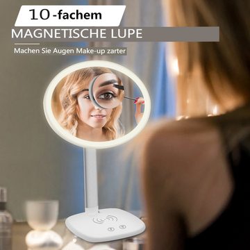 Insma Kosmetikspiegel, mit LED Beleuchtung&10-Fach Vergrößerungslupe,dimmbar