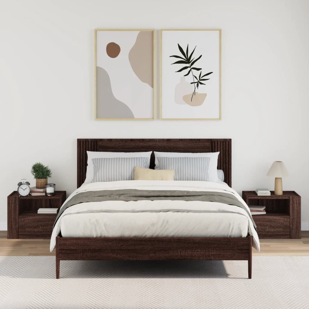 vidaXL Nachttisch Wand-Nachttische 2 Stk. Braun günstig online kaufen