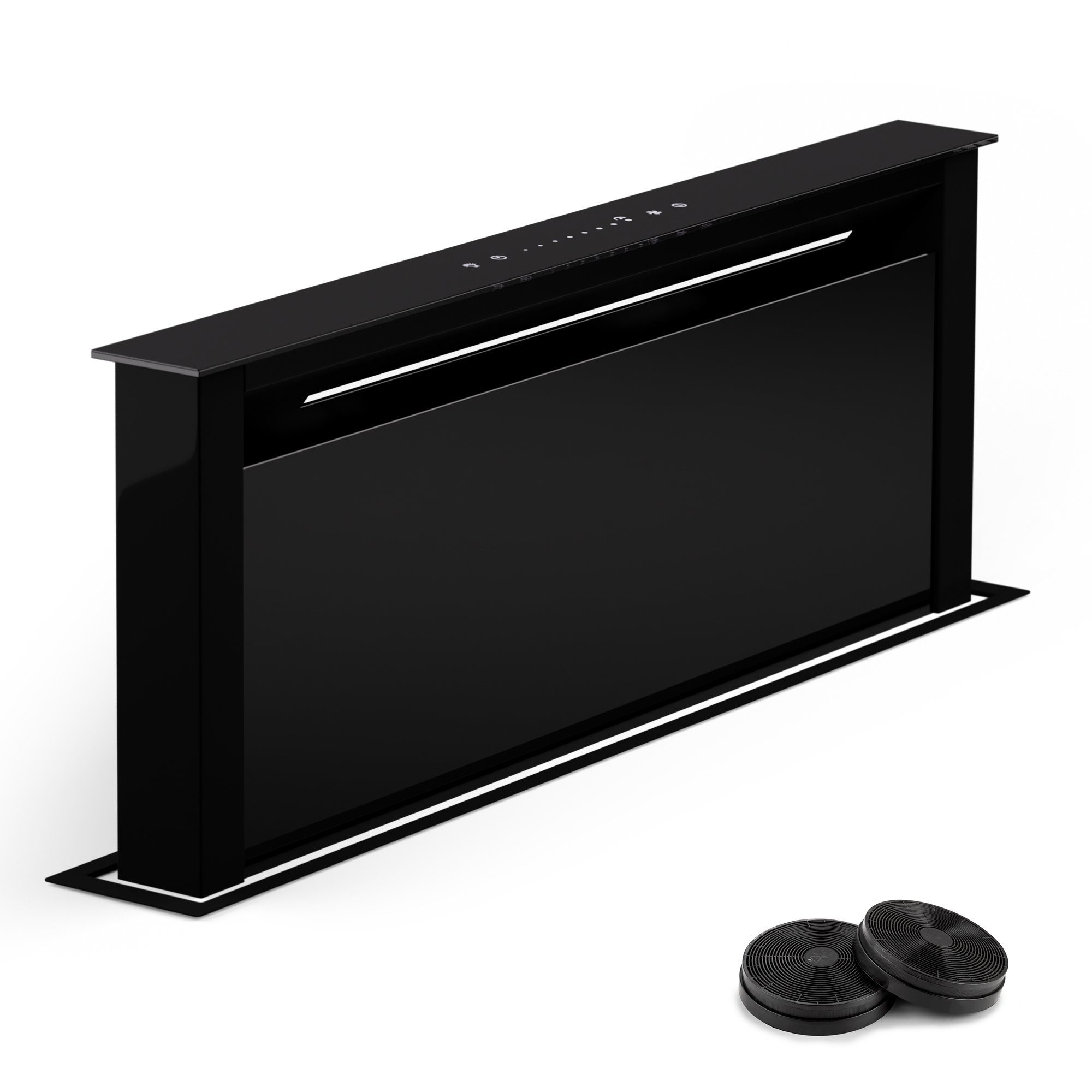 Klarstein Deckenhaube Royal Flush Eco Serie CGCH3-R.F.Eco-75F-BK Royal Flush Eco, Dunstabzugshaube Downdraft Abluft Umluft LED