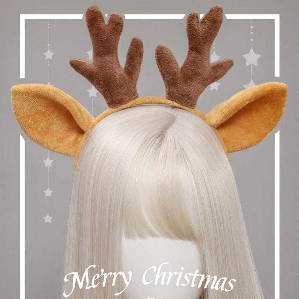 Blusmart Haarband Weihnachts-Geweih-Haarband, Bezauberndes, Personalisiertes, Diadem brown Stirnbänder camel