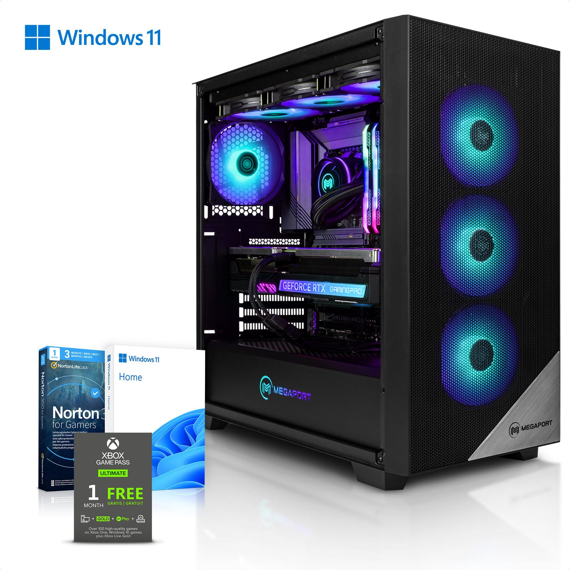 Megaport Gaming-PC (Intel Core i9 12900F 16x2.40 GHz 12900F, GeForce RTX  4090, 32 GB RAM, 2000 GB SSD, Wasserkühlung, Windows 11, WLAN)