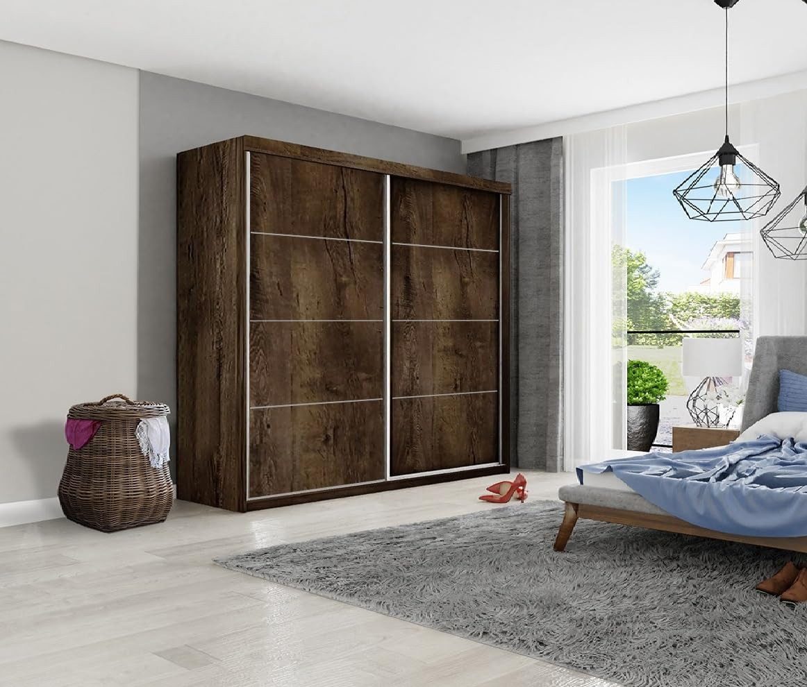 KIER FURNITURE Schwebetürenschrank Schrank Schlafzimmer TOP PLUS B-25, Kleiderschränke – 200x200x62 cm