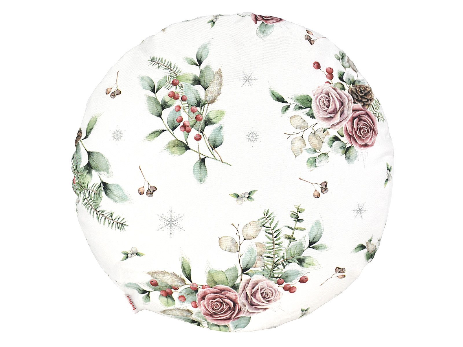beties Kissenbezug Magie des Winters Frost-Rose, (1 Stück), mit Rosen, Kiefernzapfen und Zweigen