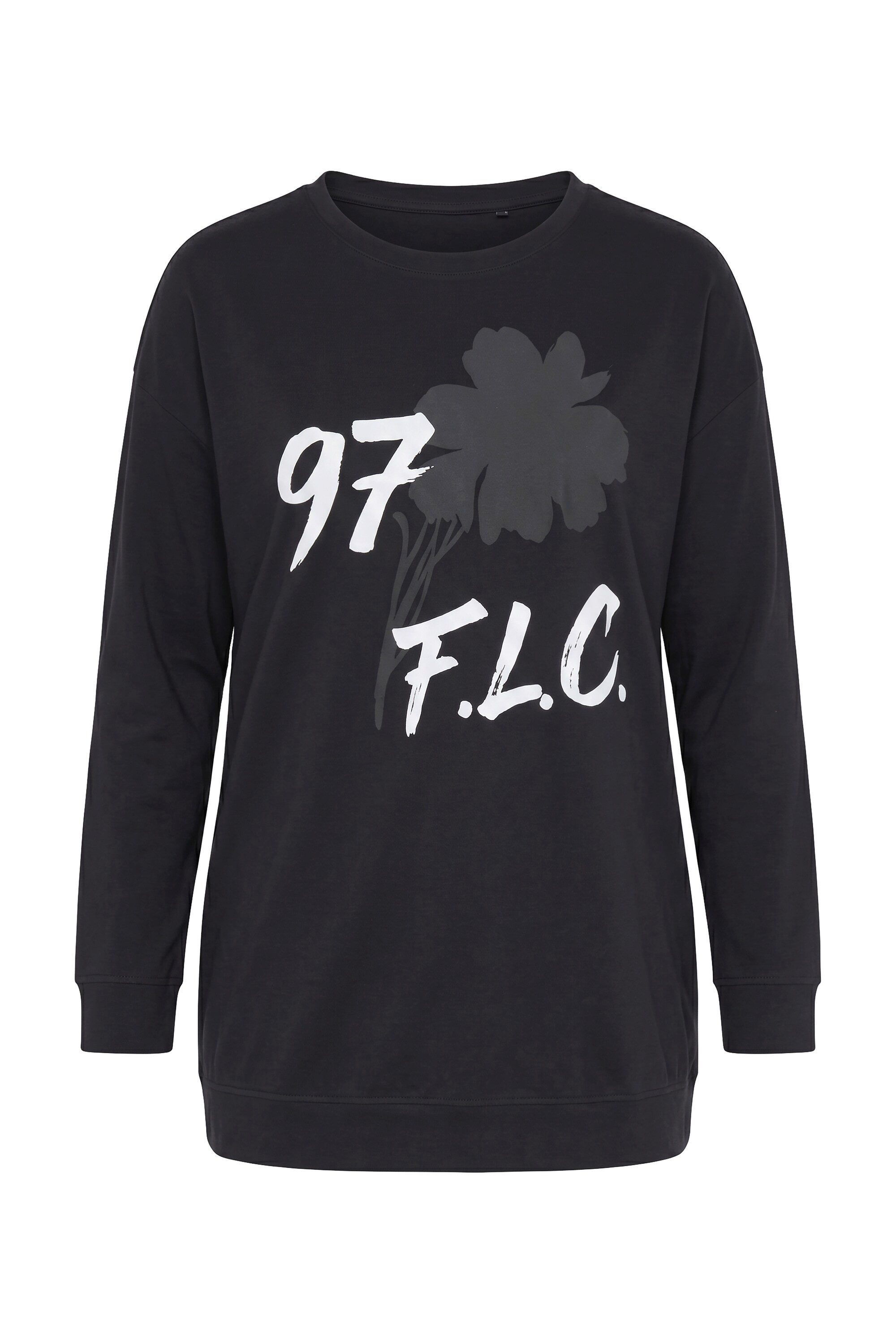MIAMODA Sweatshirt Sweatshirt Loose Fit Print in Schwarz/Weiß – Bild 2 von 3