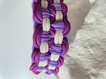Wandtattoodesign Hunde-Halsband Halsband Breit Lila Paracord Gratis Anhänger und Aufkleber, handgemacht, geknotet, geflochten