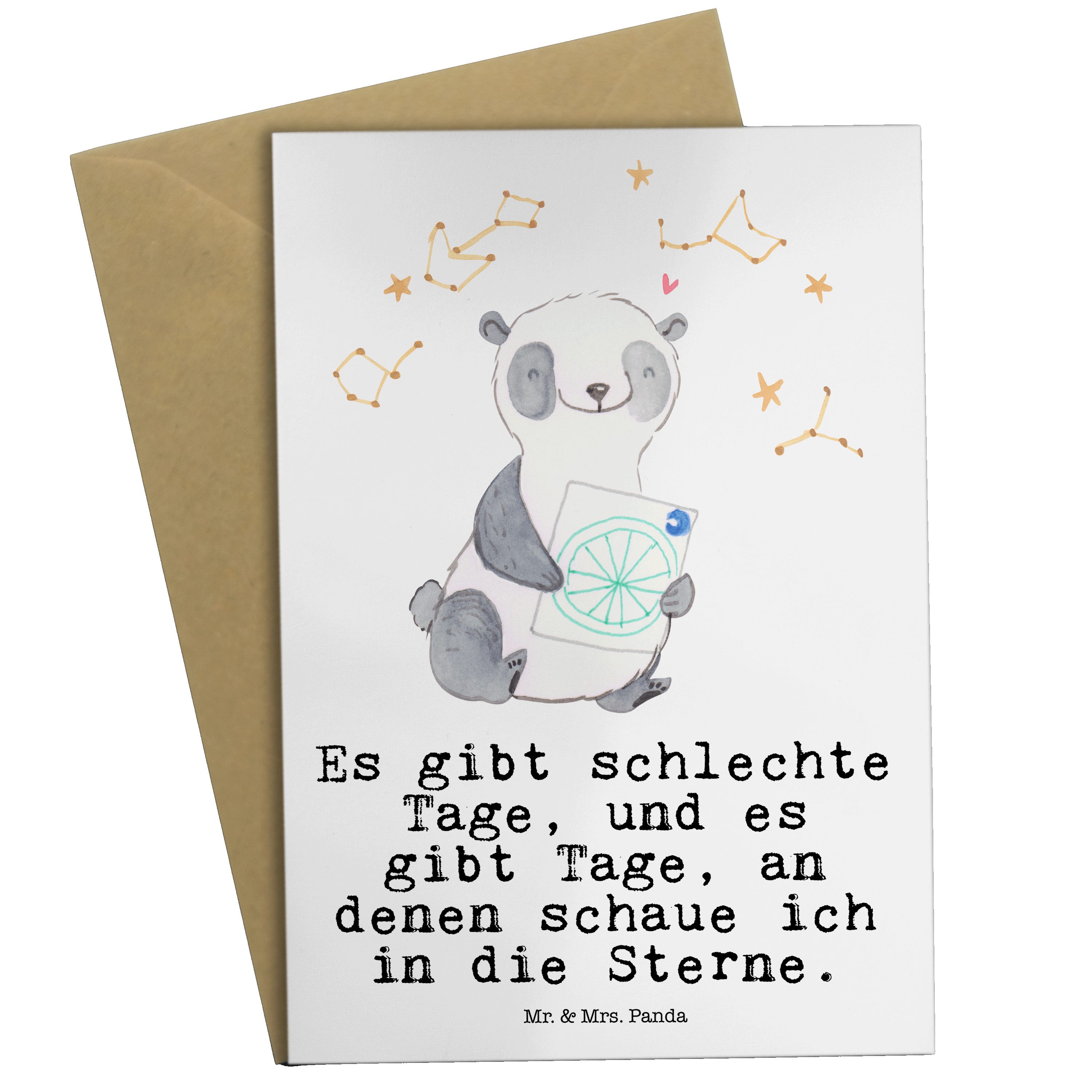 Mr. & Mrs. Panda Grußkarte Panda Astrologie Tage - Weiß - Geschenk, Glückwunschkarte, Hochzeitsk