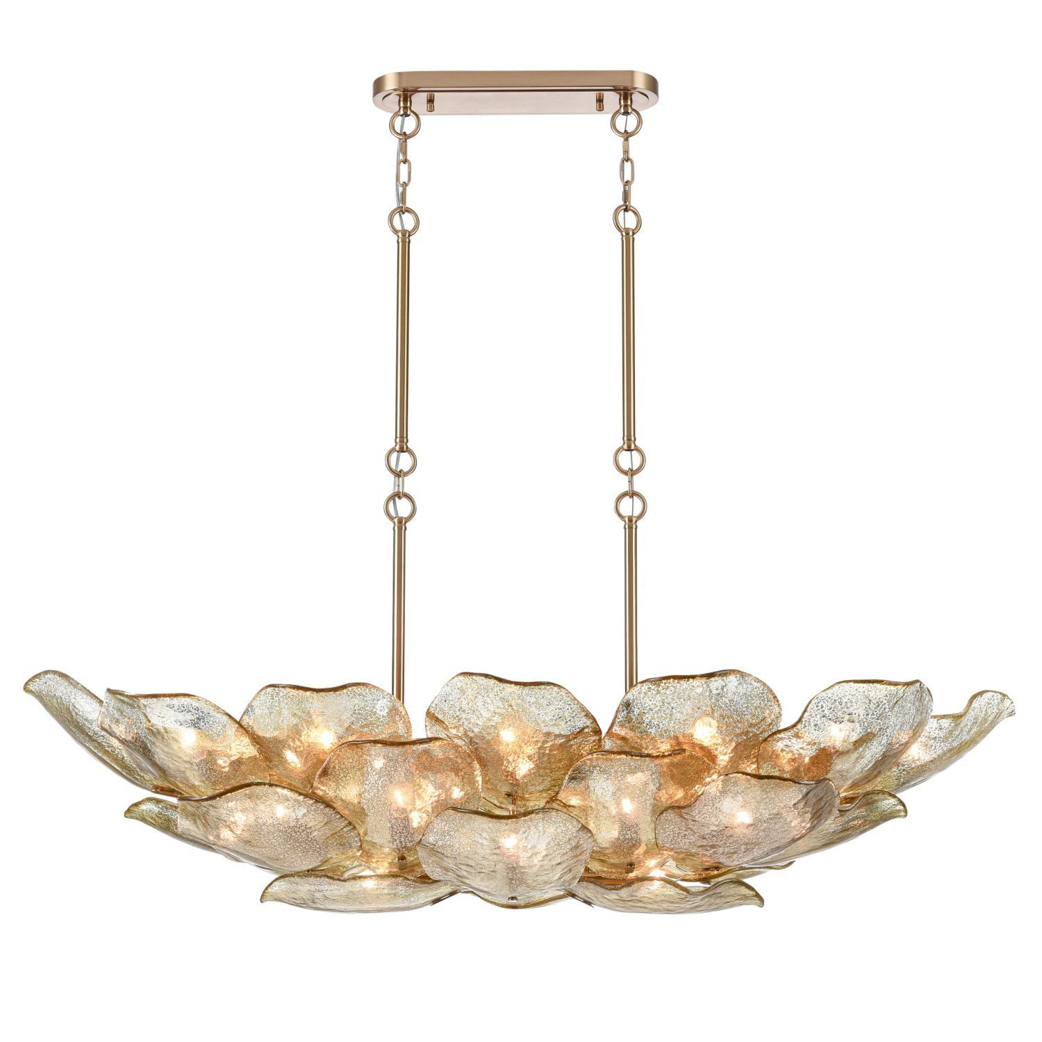 Licht-Erlebnisse Pendelleuchte NOSTRA, ohne Leuchtmittel, groß 134 cm lang H: max. 132 cm verstellbar in Messing 26x E14 Modern