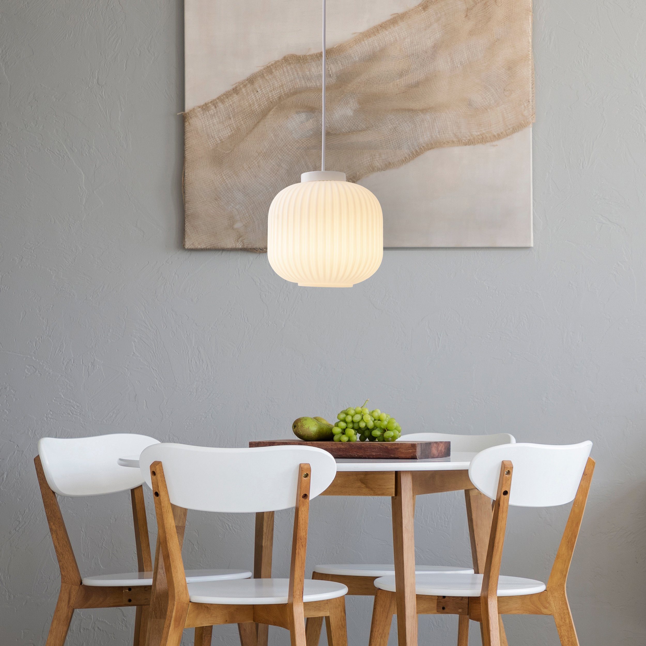 näve Pendelleuchte Geneva, Leuchtmittel wechselbar, Pendelleuchte,Milch-Glas weiß, 1xE27 max.40W