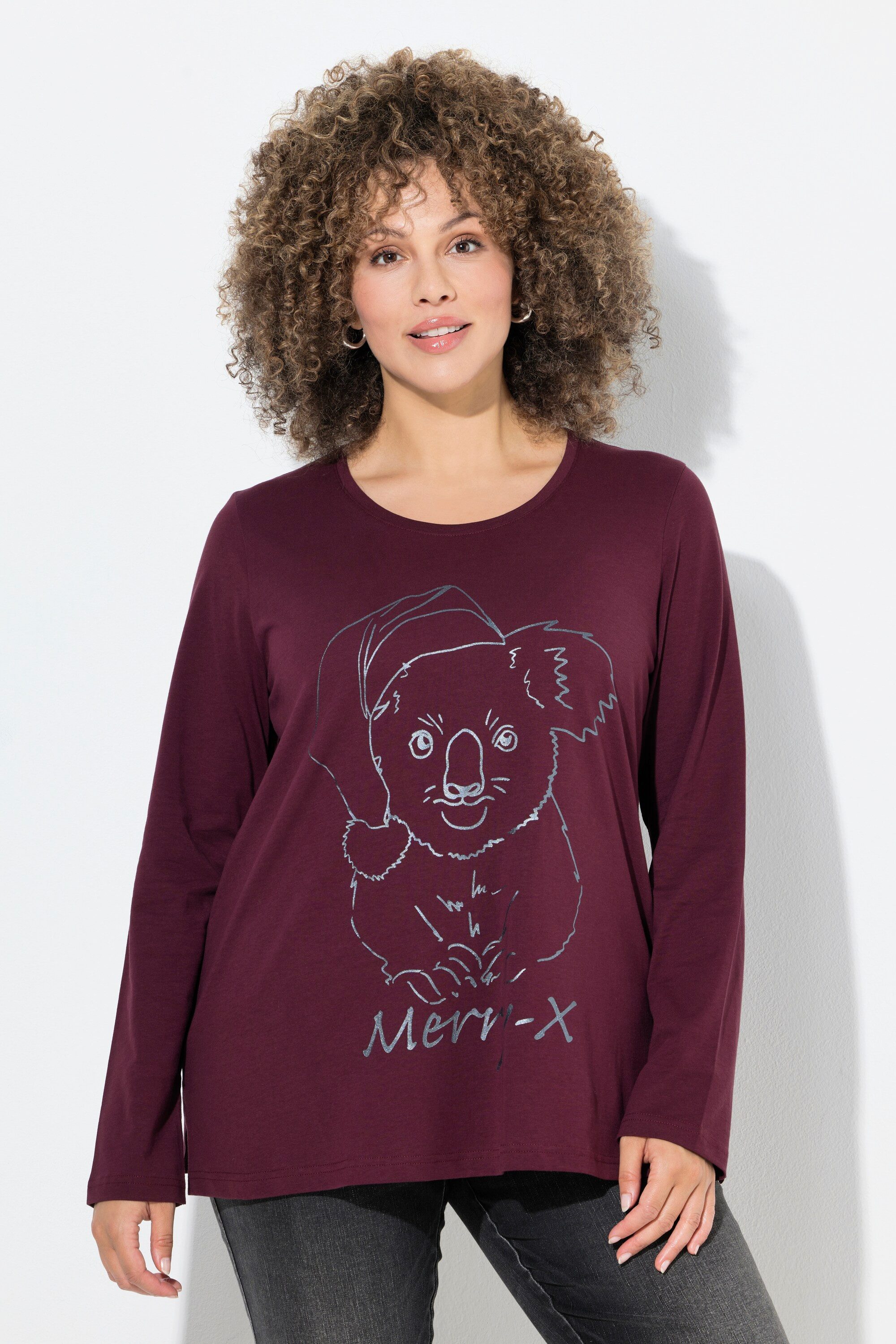 Ulla Popken Longsleeve Shirt Weihnachtsmotiv Classic günstig online kaufen