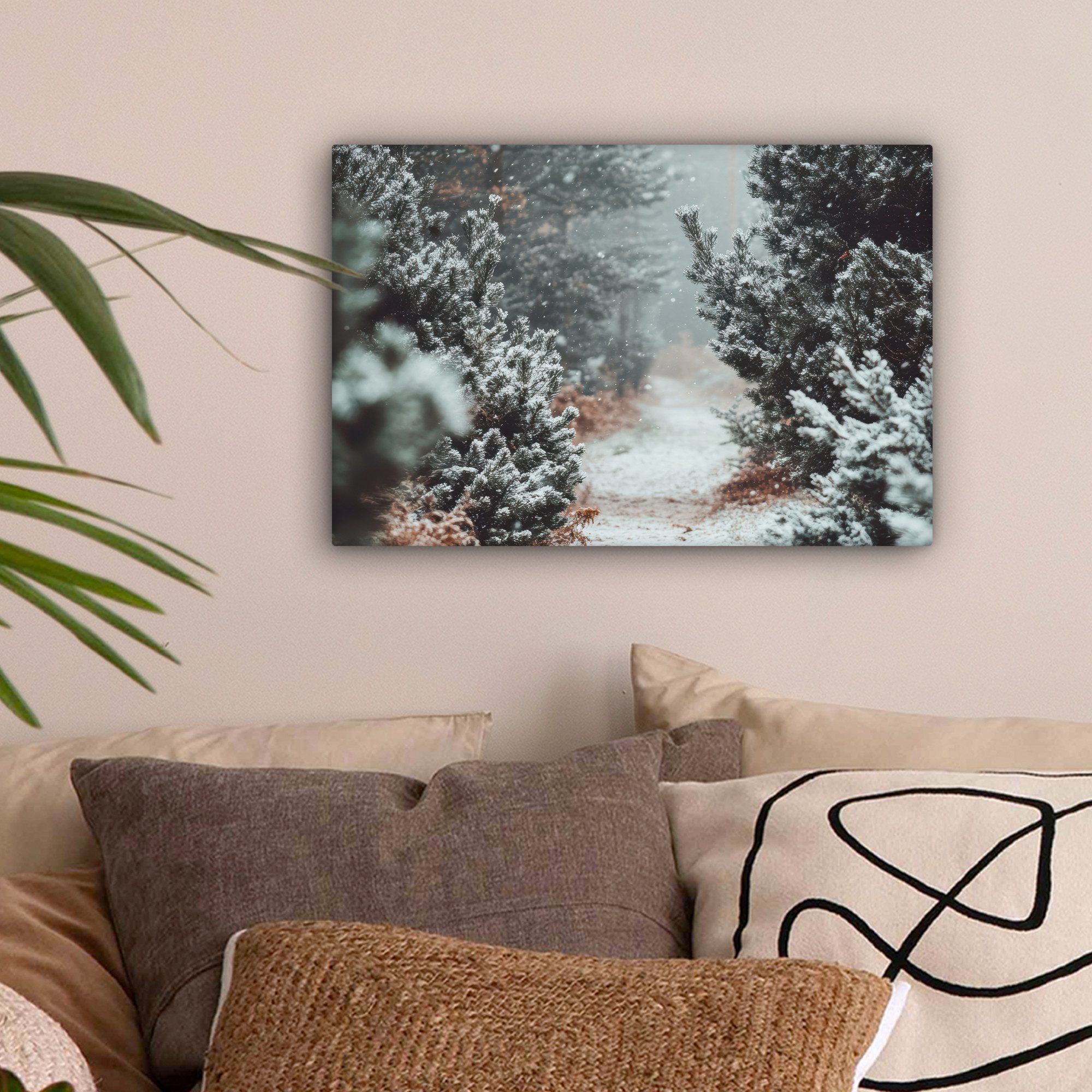 OneMillionCanvasses® Leinwandbild Wald - Winter - Bäume - Natur - Weg - Sch günstig online kaufen