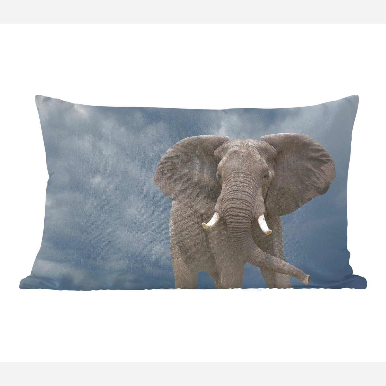 MuchoWow Dekokissen Elefant - Wolken - Tiere - Natur, Wohzimmer Dekoration, Zierkissen, Dekokissen mit Füllung, Schlafzimmer