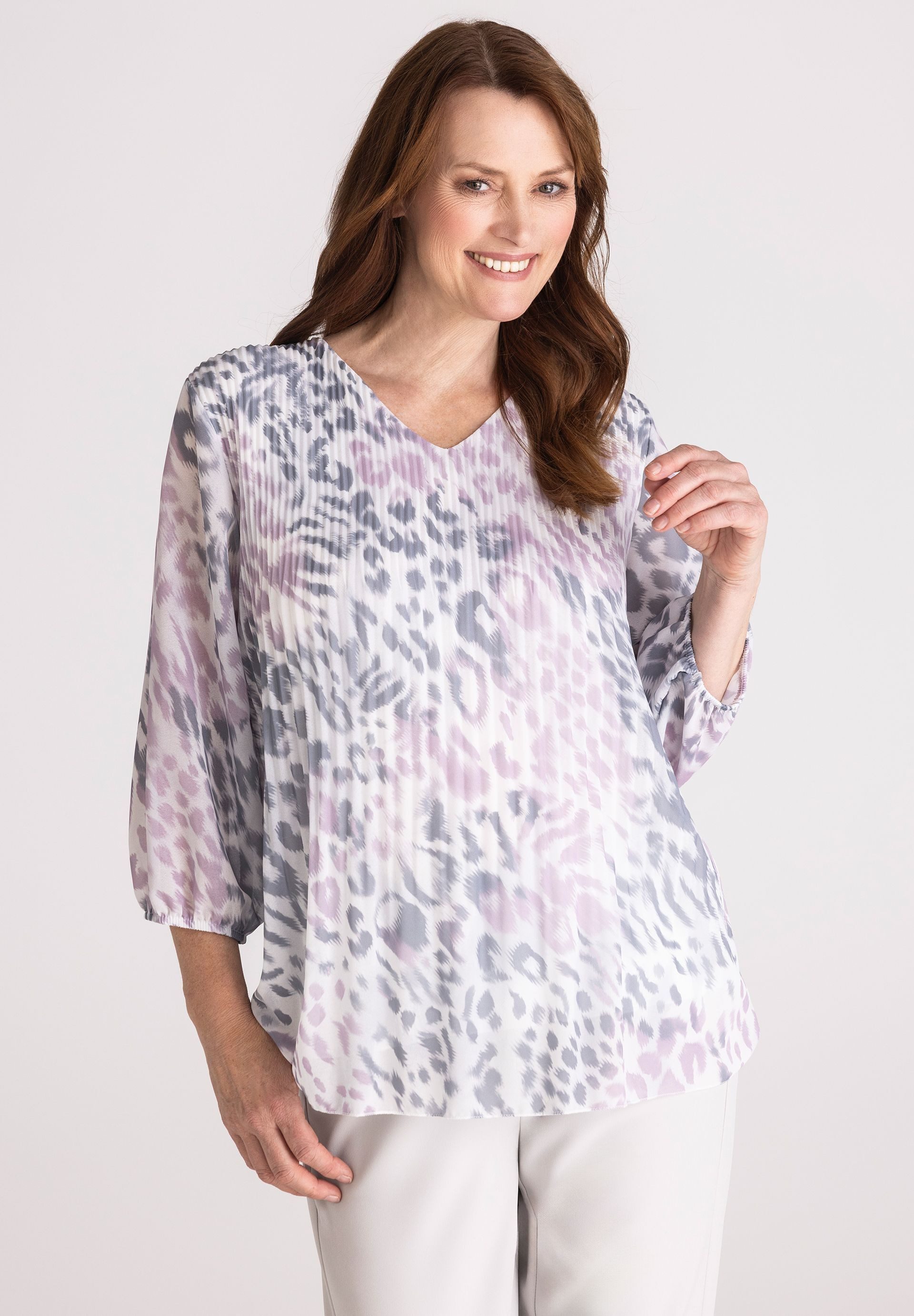 FRANK WALDER Klassische Bluse mit Plissee-Struktur