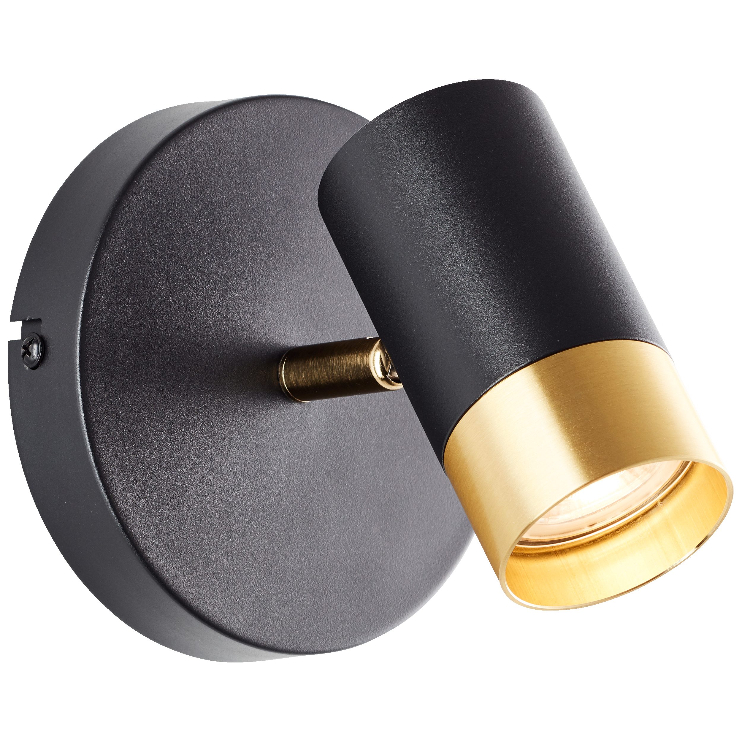 Lightbox Deckenstrahler, LED wechselbar, Warmweiß, LED Wandspot Ø 12,5 cm, GU10, 350 lm, 3000 K, dimmbar, schwarz gold