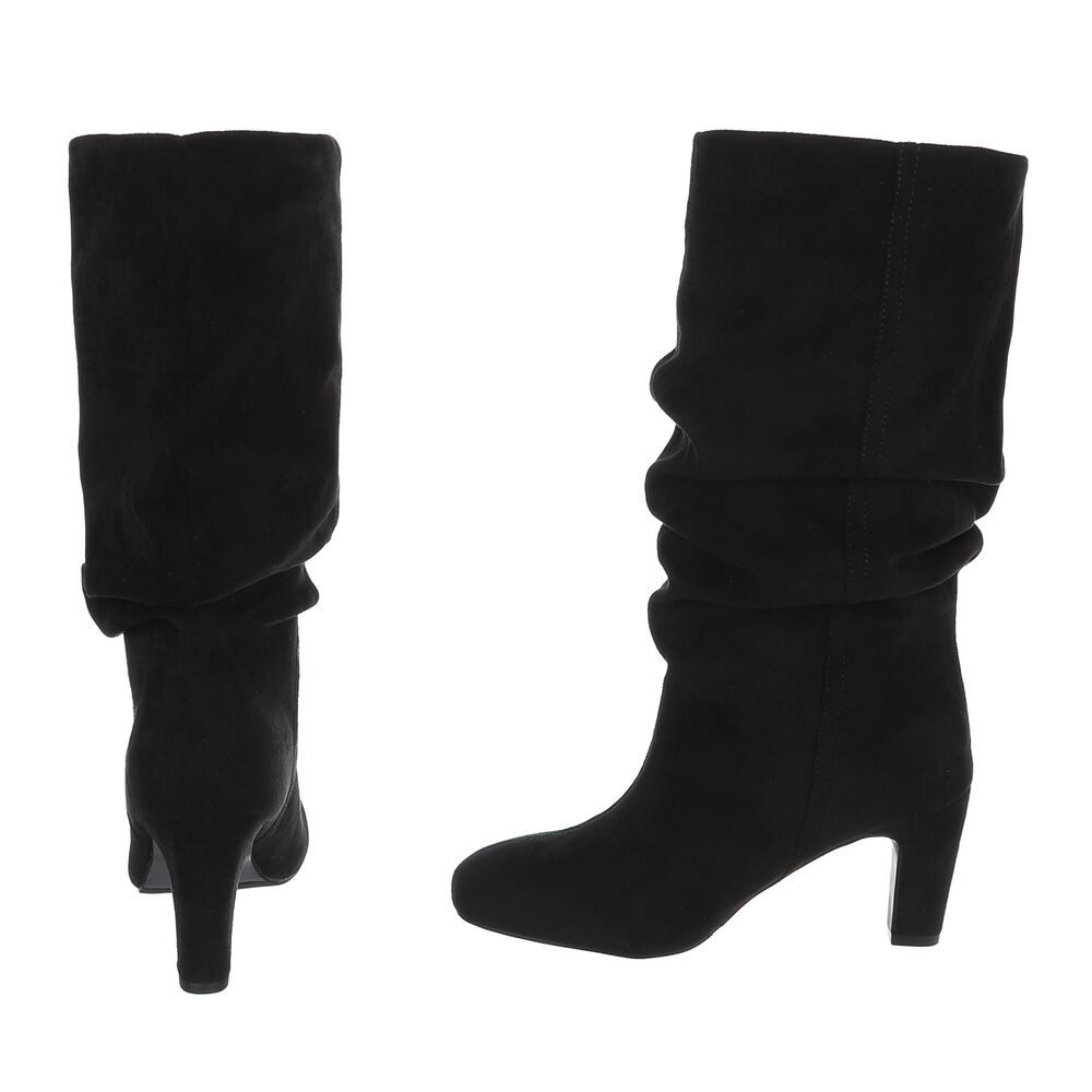 Ital-Design Damen Kniehohe Stiefel mit Blockabsatz und Raffung High-Heel-Stiefel (92422366) Blockabsatz Stiefel in Schwarz – Bild 5 von 5