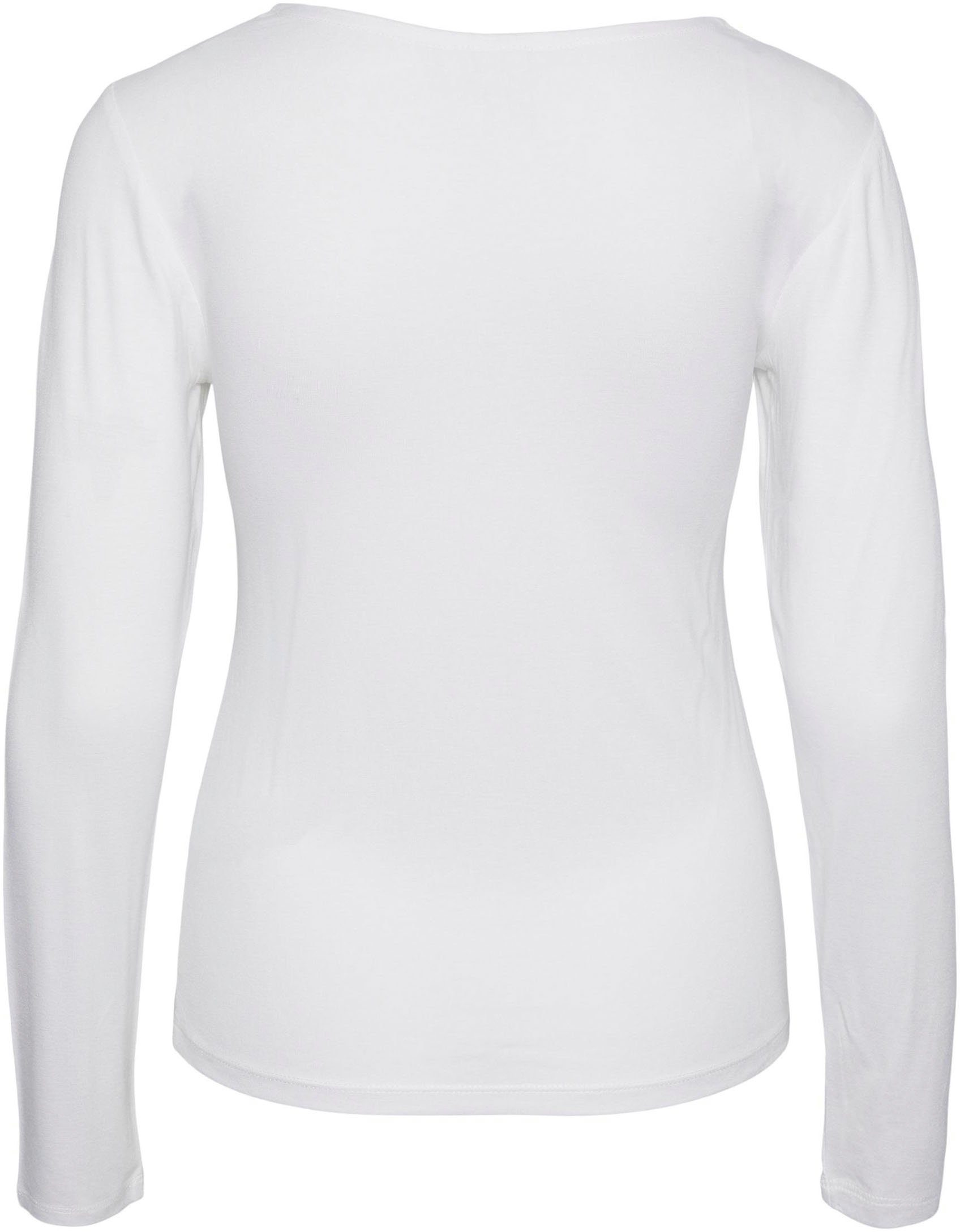 TOP NOOS V-Shirt pieces LS White LACE Bright PCBARBERA BC