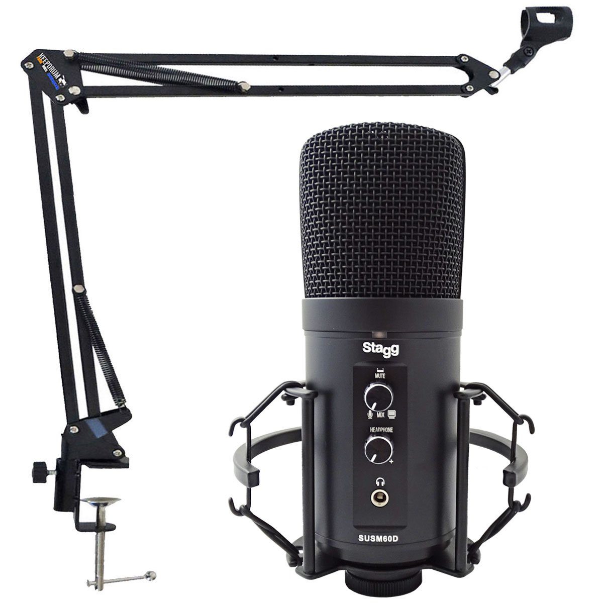 Stagg Mikrofon SUSM60D USB-Mikrofon mit Gelenkarm-Stativ
