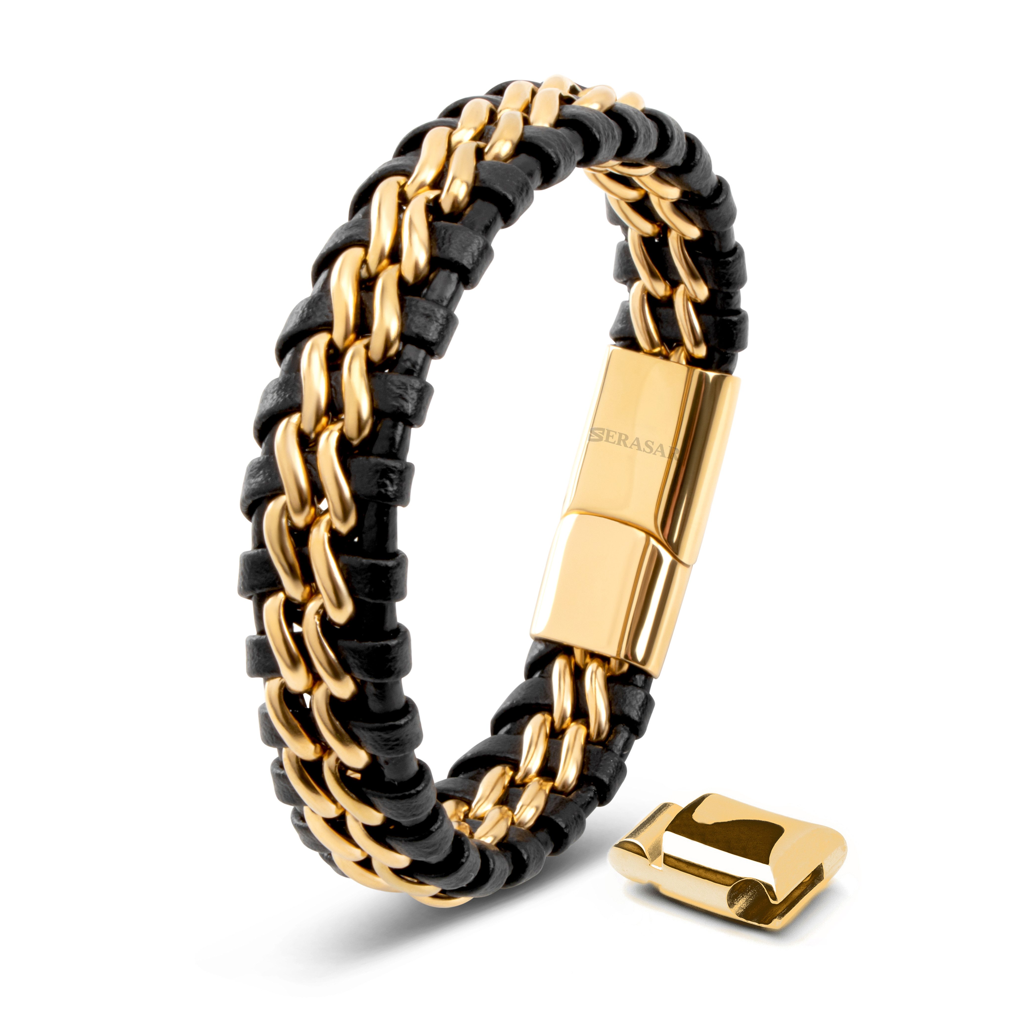 SERASAR Lederarmband Leder Herrenarmband "Steel" (Klassisch, elegant, casual, 1-tlg), aus Echtleder, Länge durch extra Glied verstellbar