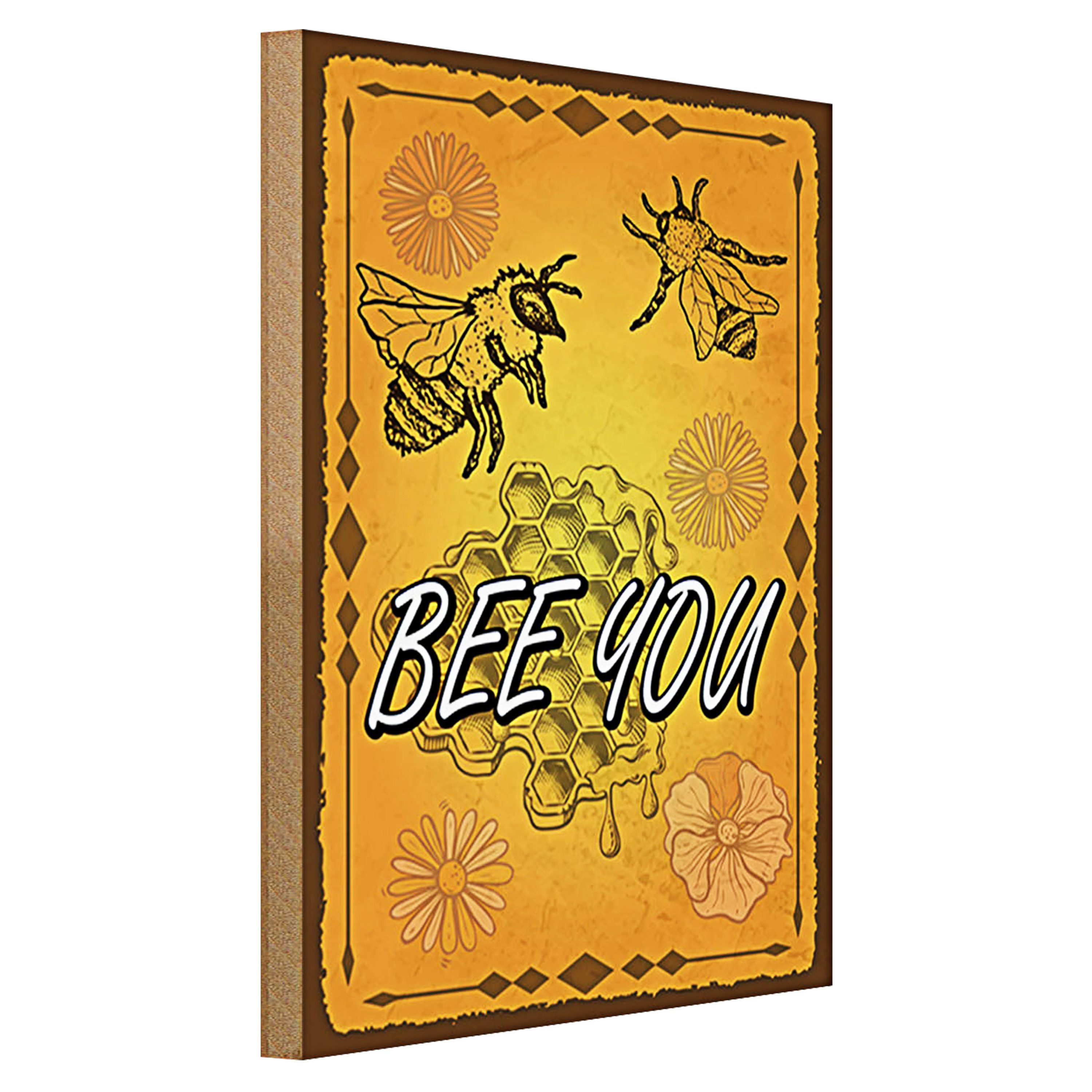 Roomando Holzbild Hinweis 30x40cm Bee you Biene Honig Imkerei