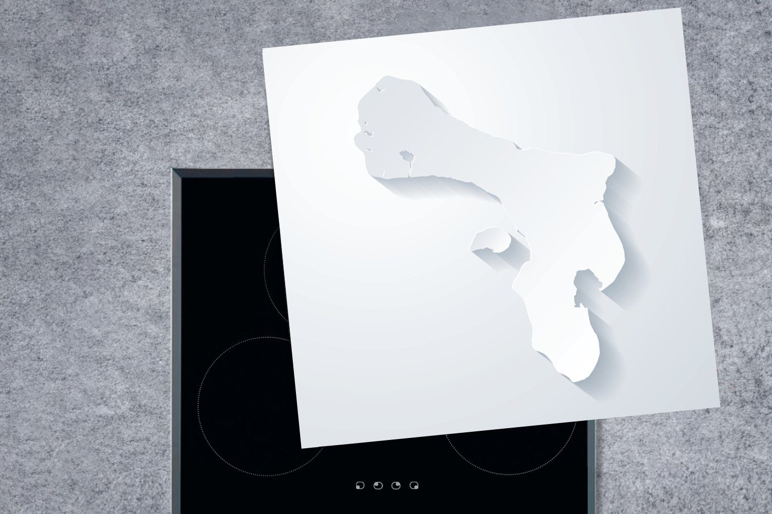 Illustration Vinyl, weißen, für tlg), Bonaire cm, 78x78 Arbeitsplatte Eine Ceranfeldabdeckung, Herdblende-/Abdeckplatte küche von einem auf schwarz-weiße MuchoWow (1