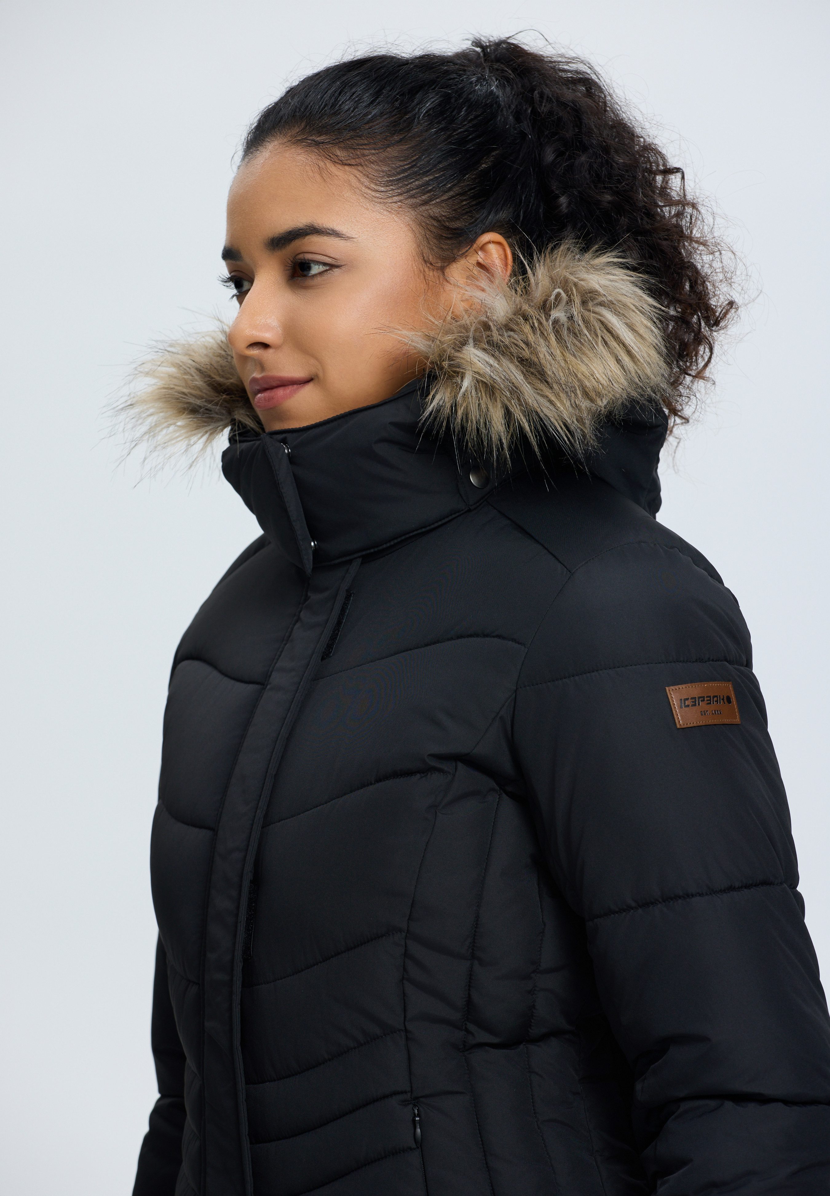 Icepeak Steppmantel PAIVA mit Daunenoptik, mit verstellbarer und abnehmbarer Kapuze, winddicht