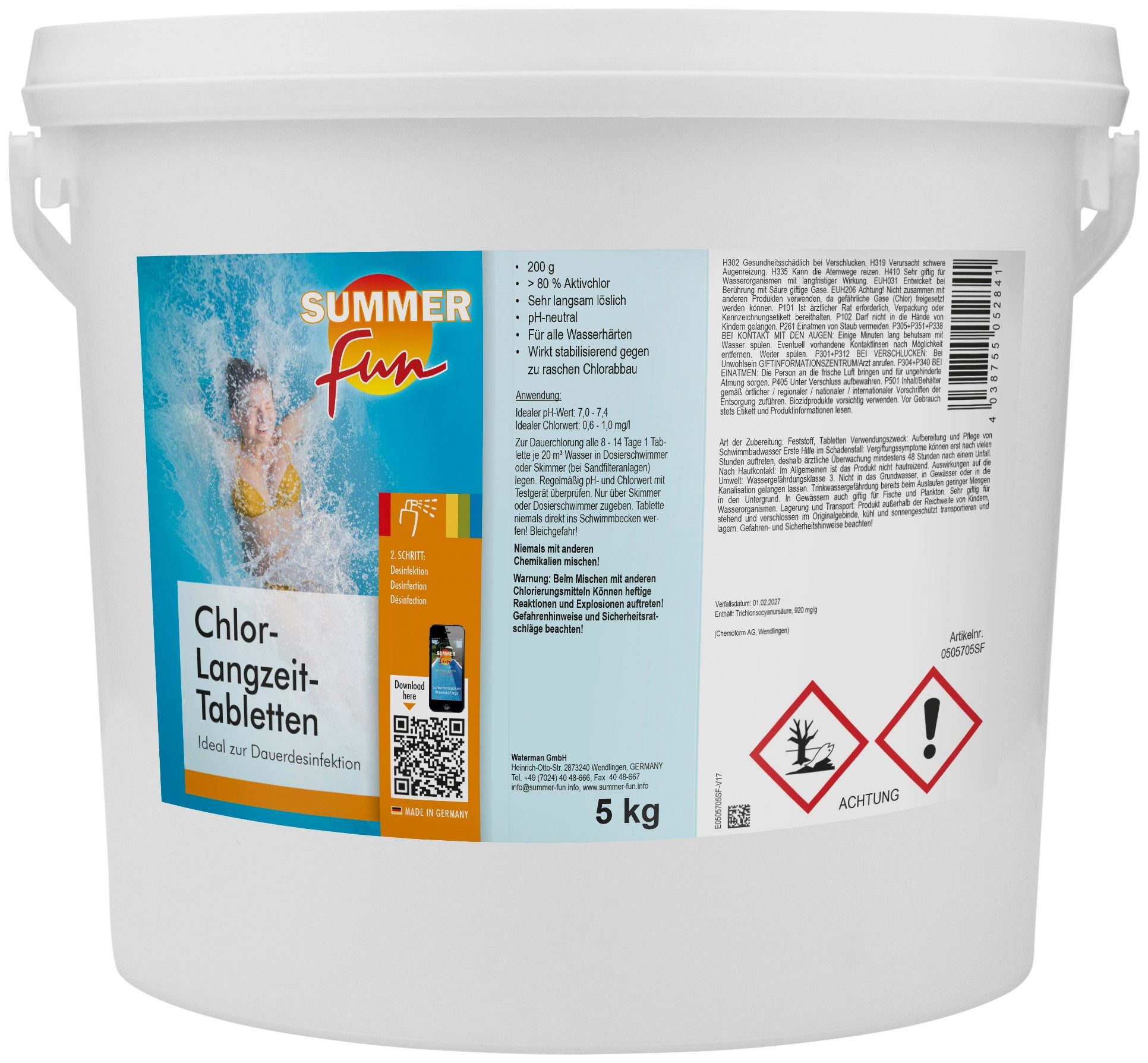 SUMMER FUN Chlortabletten Chlor-Langzeit-Tabletten, 5 kg