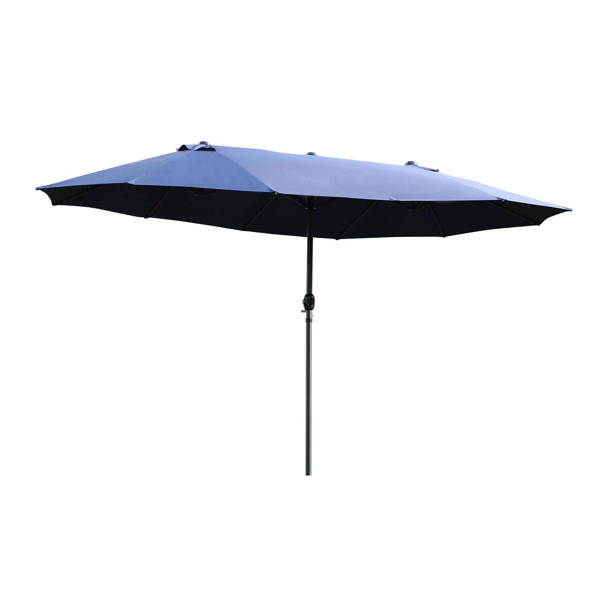 Sonnenschirm Doppel Sonnenschirm 4.6m Blau Oval Gartenschirm Kurbel Terrassenschirm