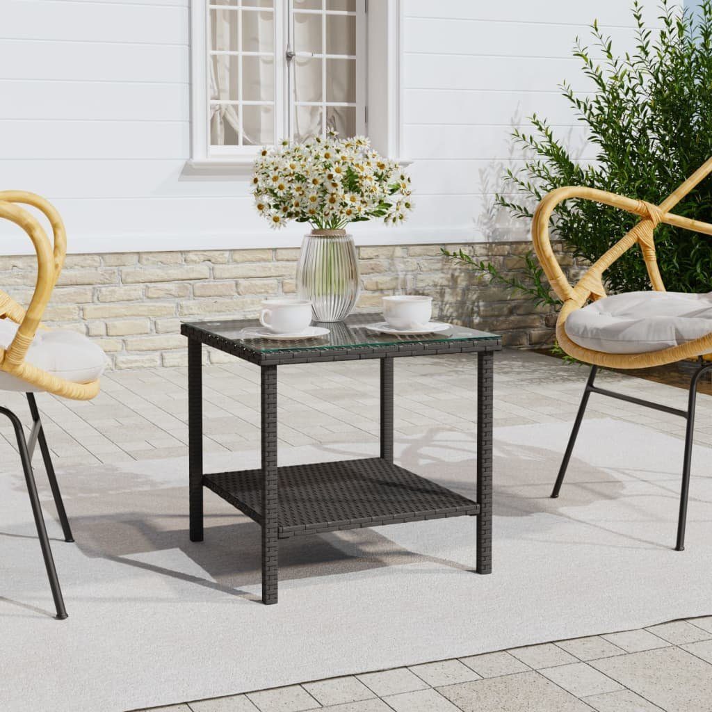 Beistelltisch Schwarzer 45x45x45 cm aus PE-Rattan mit Stahlrahmen
