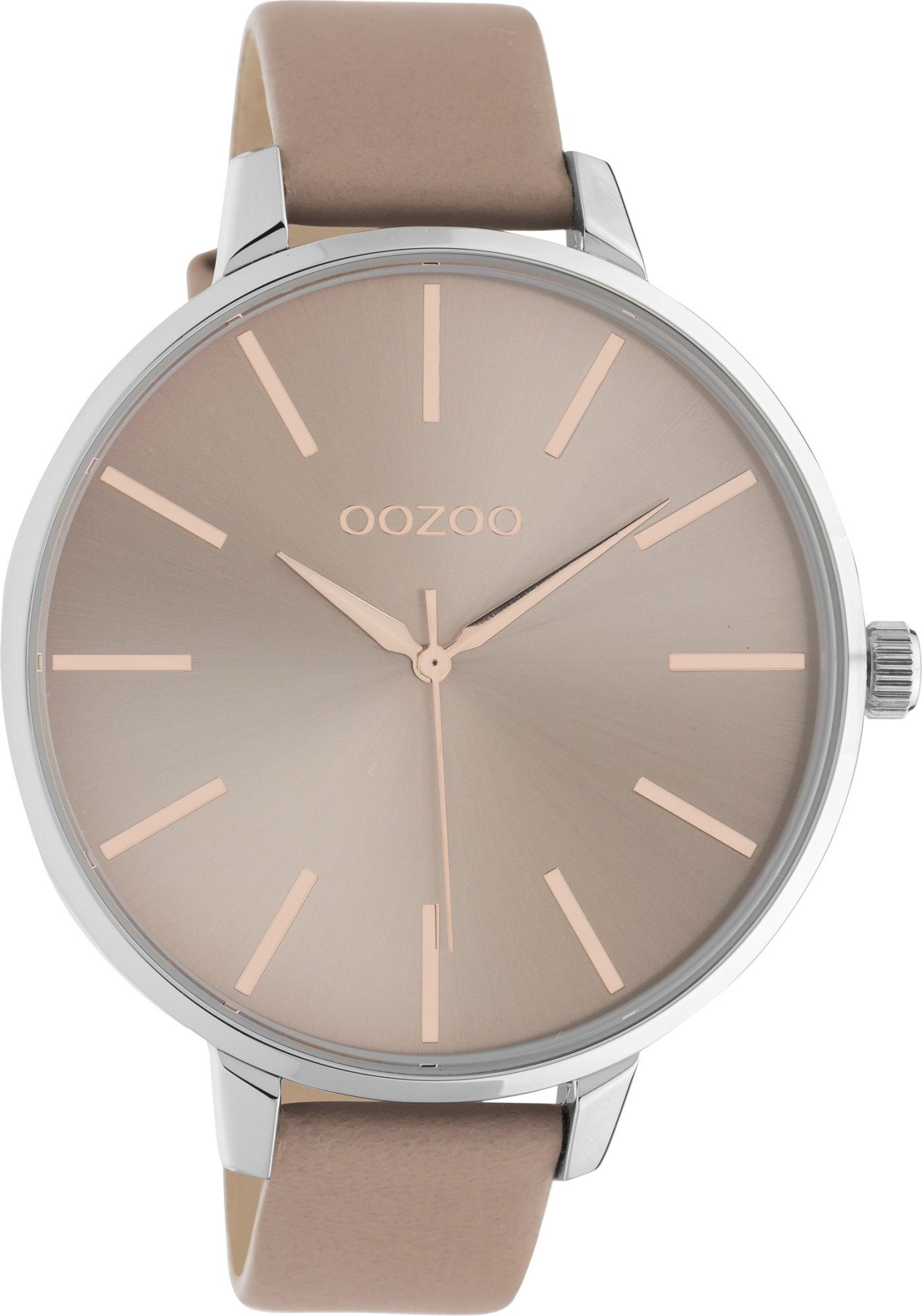 OOZOO Quarzuhr XL Damenuhr C10711 Rosa Lederband 48 mm günstig online kaufen