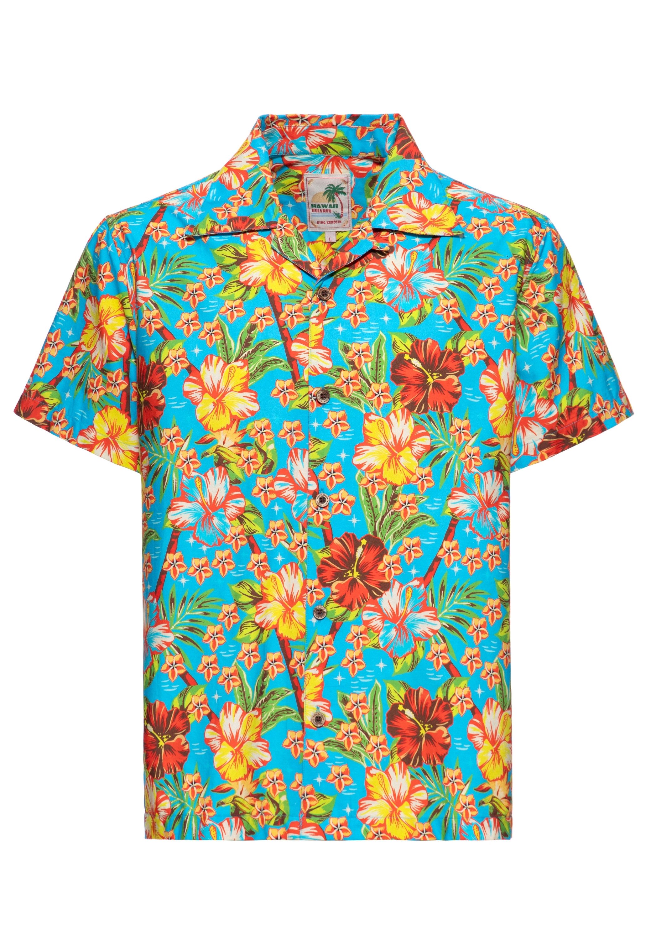 KingKerosin Kurzarmhemd Hula Girl mit Hula-Girl-Artwork auf der Rückseite