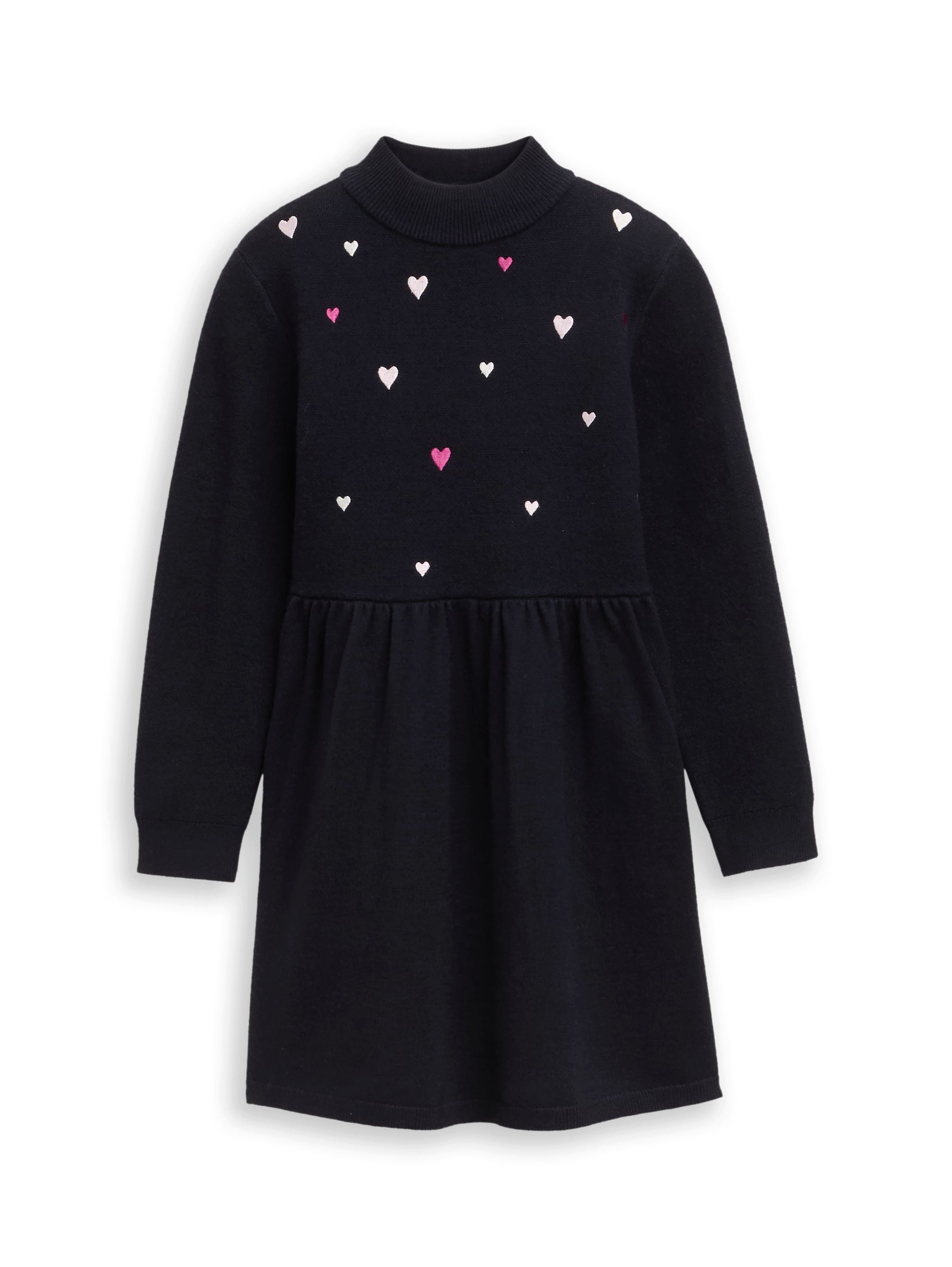 TOM TAILOR Strickkleid mit Herz-Applikationen, langarm
