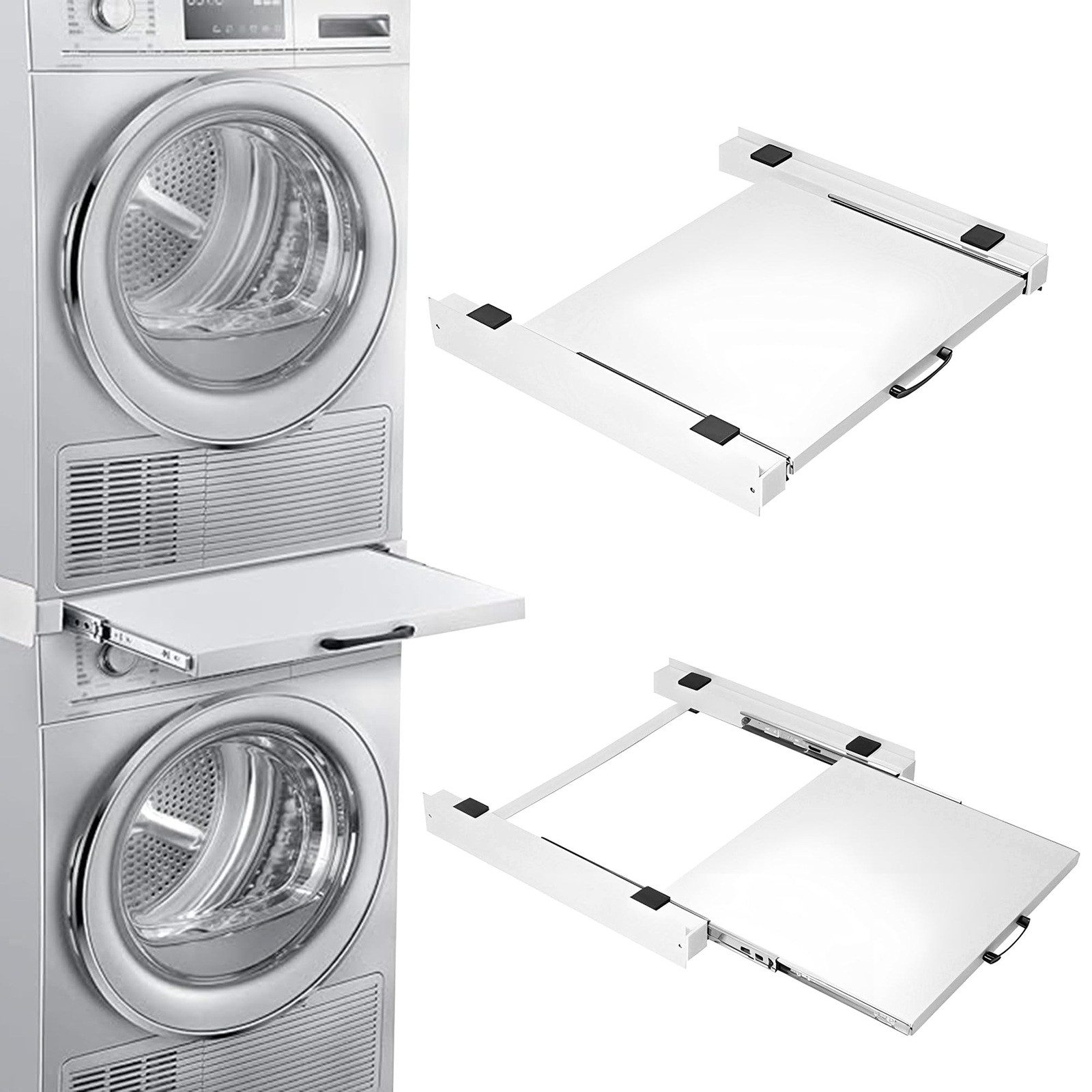 FIMEI Zwischenbaurahmen Universal Stapelbausatz für 60 cm Waschmaschine & Trockner (1-St), mit Auszugplatte, Schnellmontage, Waschmaschinenuntergestell