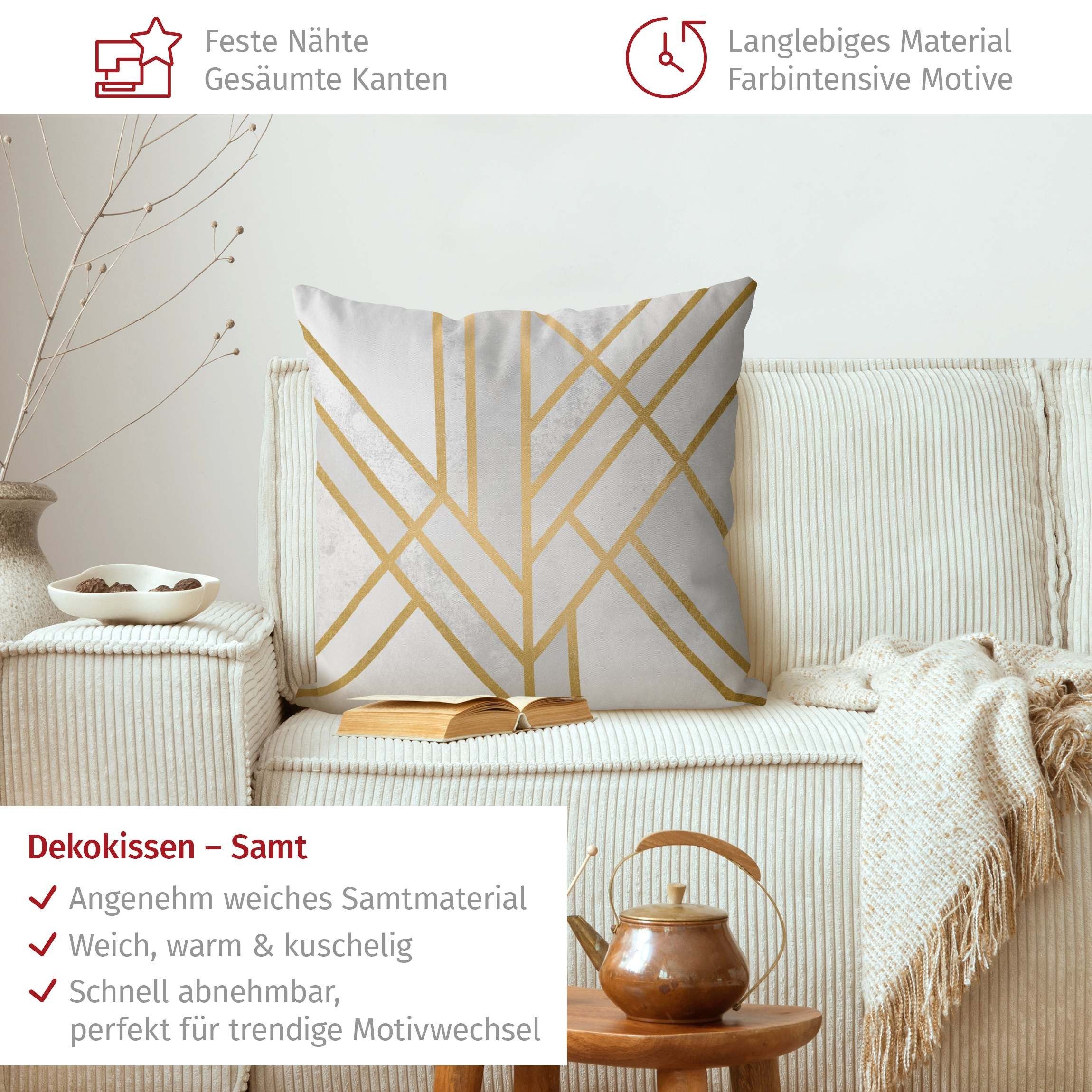 Bilderdepot24 Dekokissen drinnen Kissenhülle/ Sofakissen/ Zierkissen Kissenhülle gold Muster Ab, Bezug Aquarell mit / ohne Füllung Zierkissen Outdoor Sofa Bett