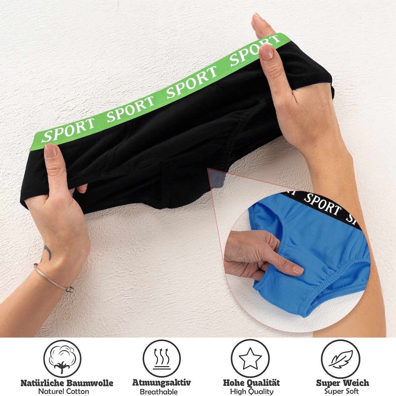 LOREZA Slip 6er Set Jungen Slips Baumwolle - Basics - Bunt (Set, 6-St)