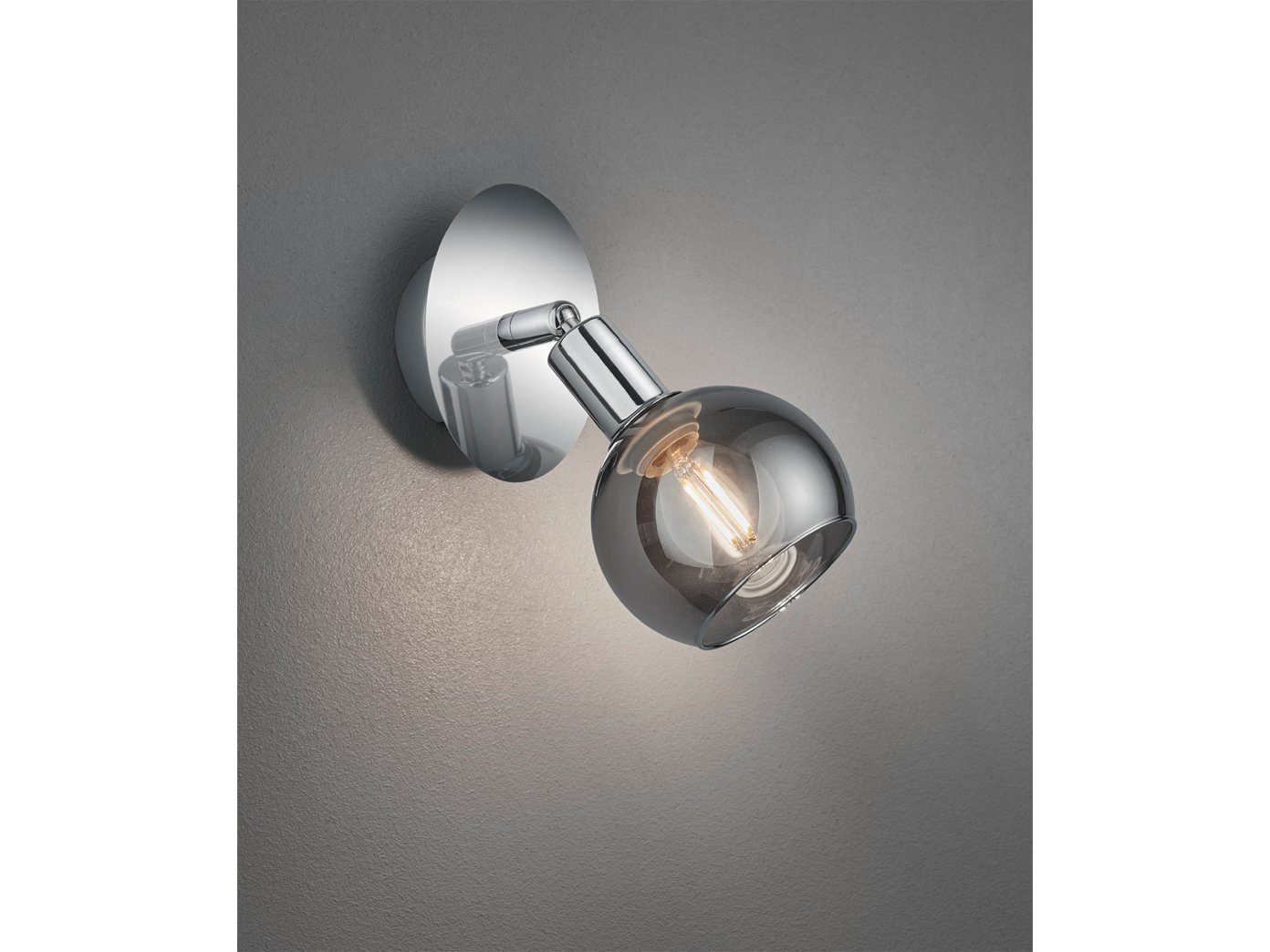 Reality Leuchten LED Wandstrahler, Dimmfunktion, LED wechselbar, Warmweiß, innen, kleine Wandlampe Rauch-glas Lampenschirm, Treppenhaus & Bett