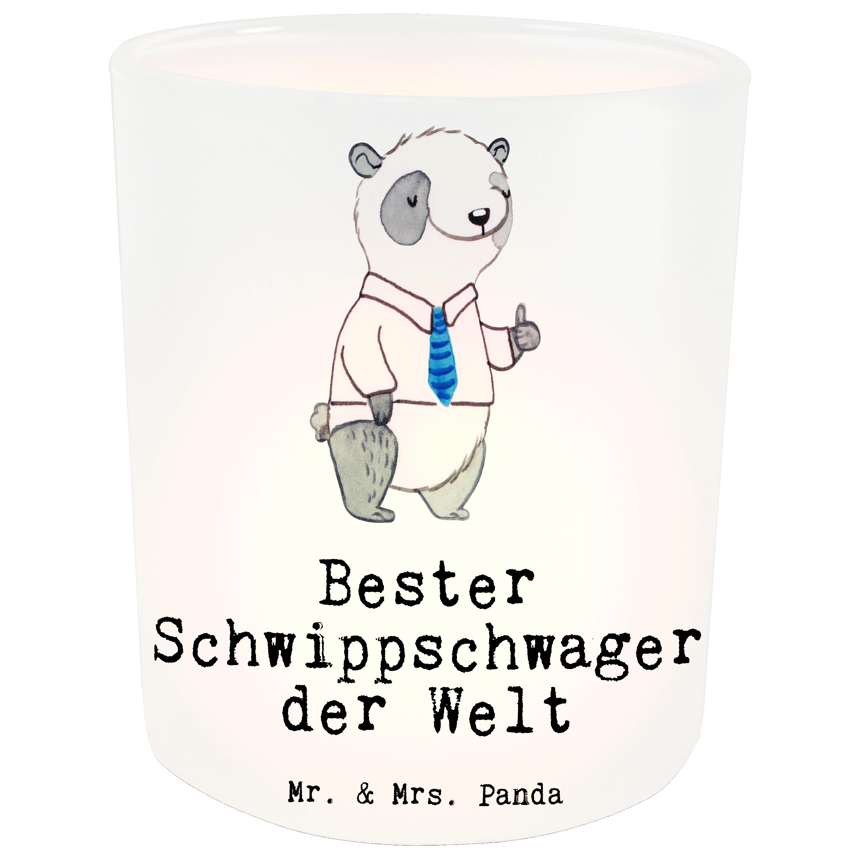 Mr. & Mrs. Panda Windlicht Panda Bester Schwippschwager der Welt - Transparent - Geschenk, Schen (1 St)