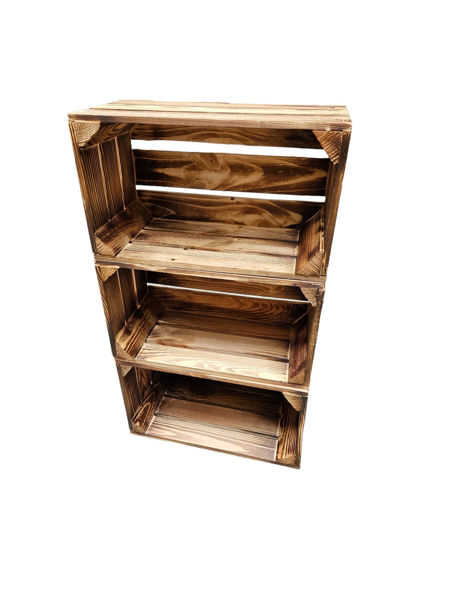 Holzkiste Holzkiste Dekokiste Box 38 x 22 x 20 cm 3er SET Geflammt
