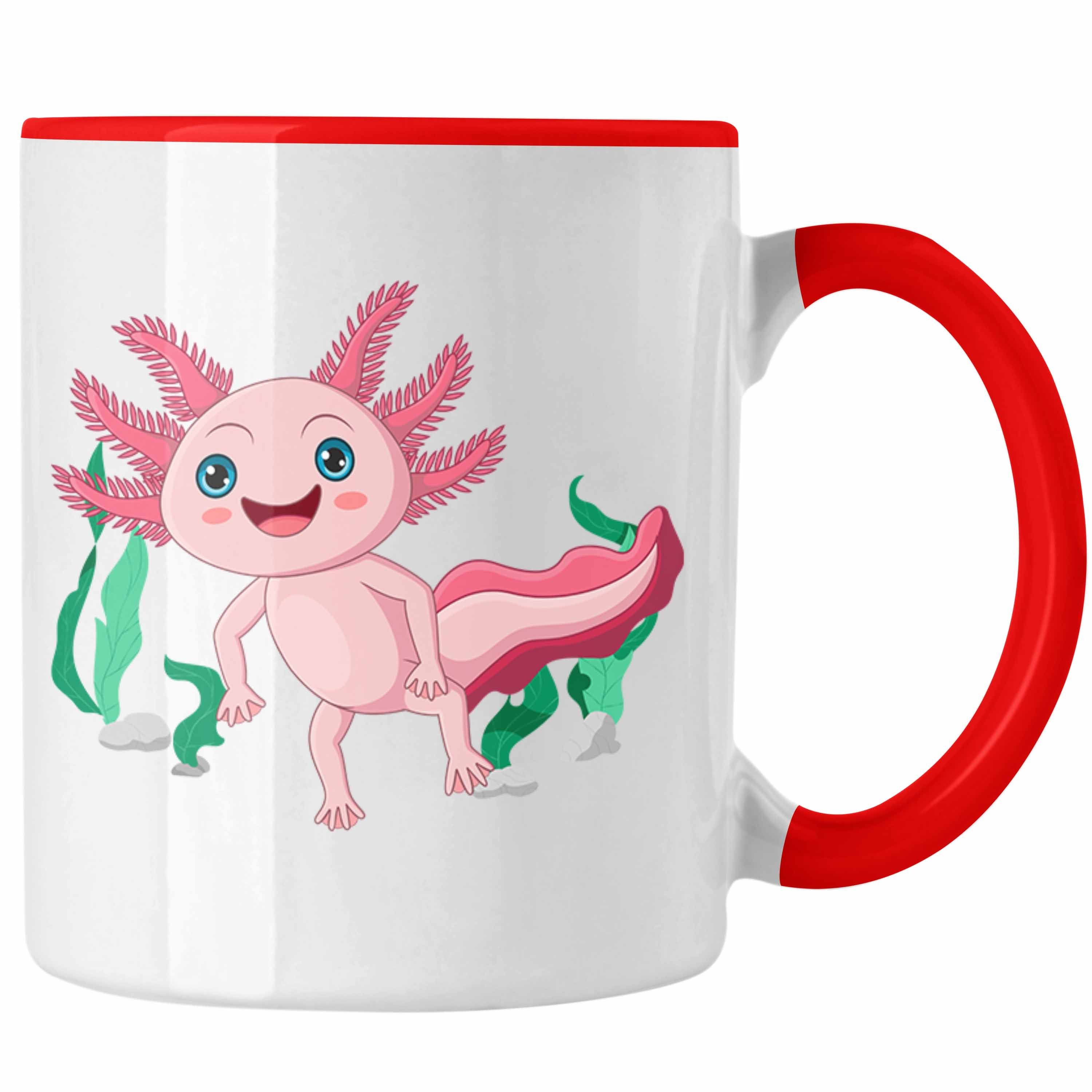 Trendation Tasse Trendation - Axolotl Tasse Geschenk für Schwanzlurch-Liebhaber Süß Rot