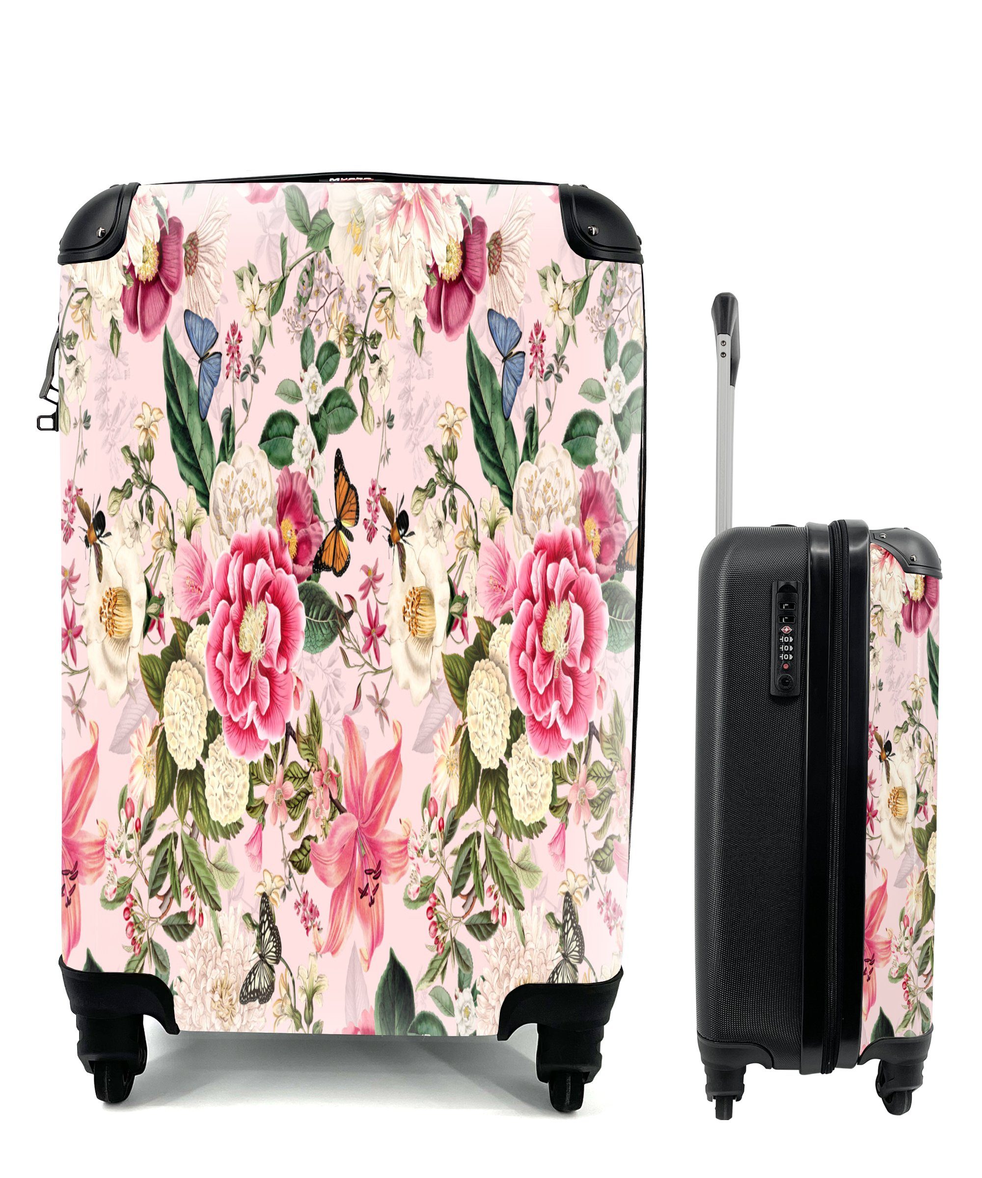 Reisekoffer rollen, Trolley, Rollen, 4 Reisetasche MuchoWow Muster, - Handgepäckkoffer Insekten Lilie - Ferien, mit - Handgepäck für Blumen