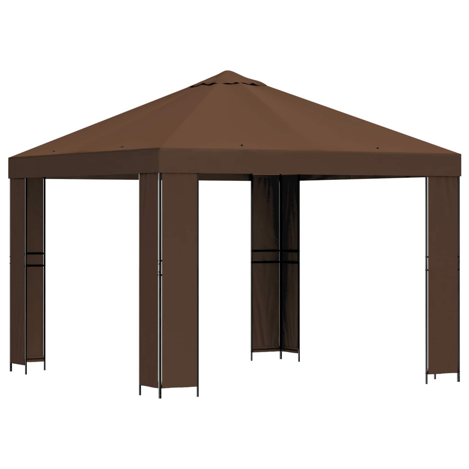 vidaXL Partyzelt Pavillon 3 x 3 m Braun Polyester und Stahl 190 gsm