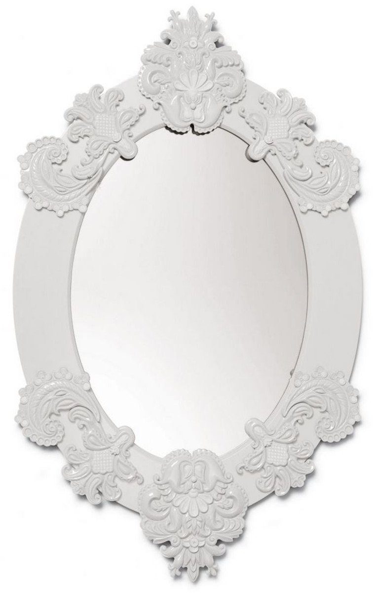 Casa Padrino Wandspiegel Designer Spiegel / Wandspiegel Weiß 58 x H. 93 cm - Luxus Qualität | Wandspiegel