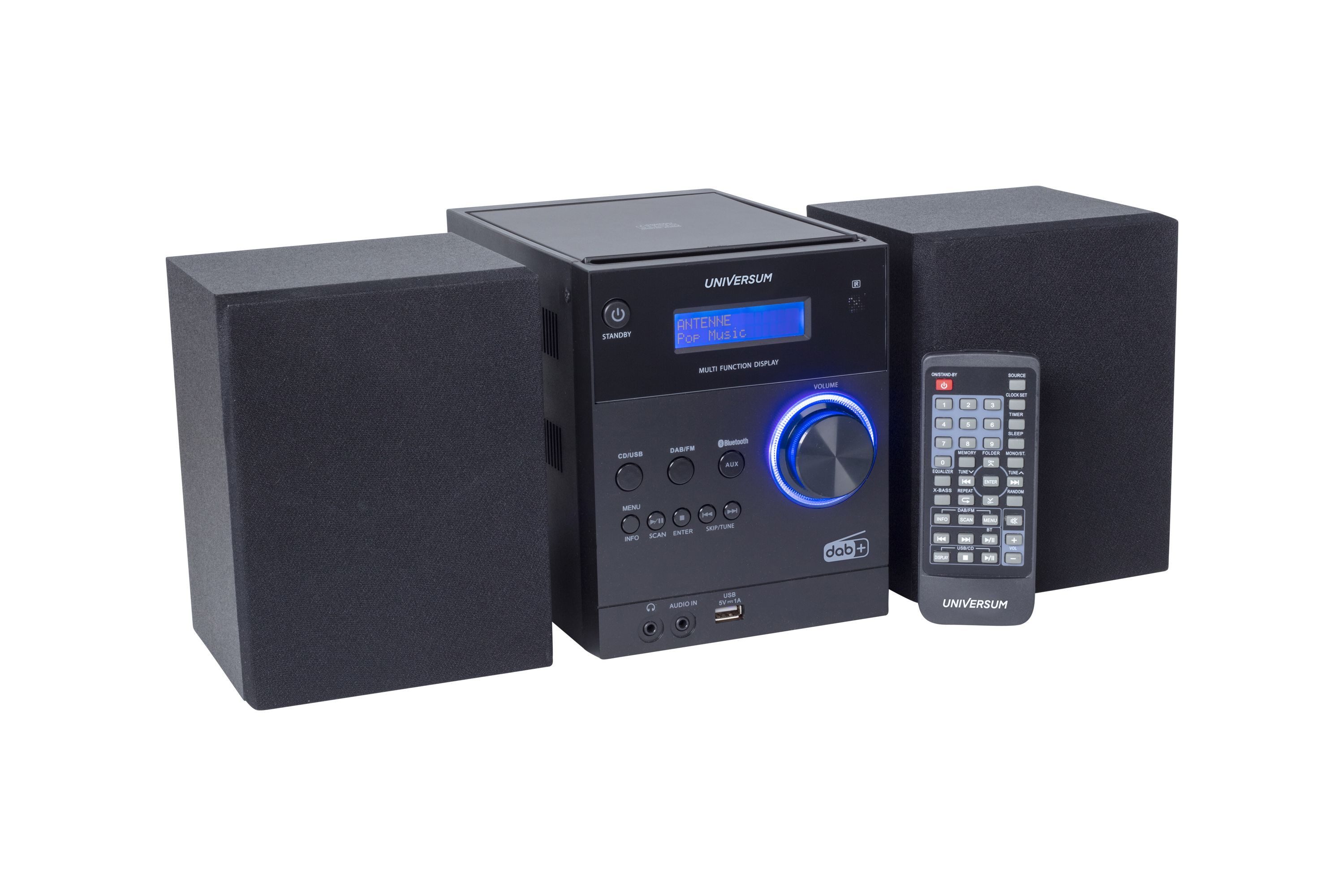 Universum MS 300 black Kompaktanlage (Stereoanlage mit CD, DAB+, UKW Radio, Bluetooth, AUX In und USB)