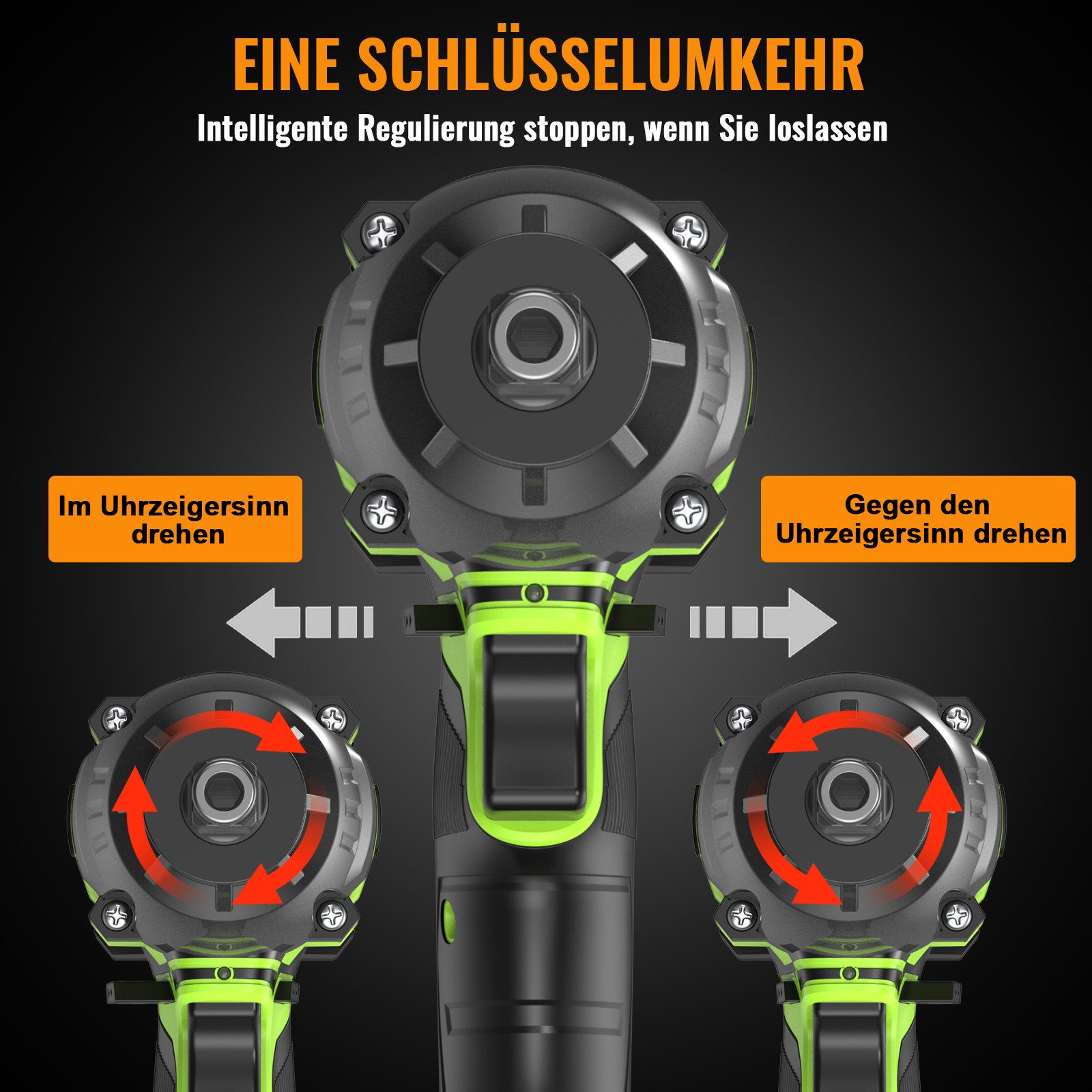 CONENTOOL Akku-Schlagschrauber 520Nm Akku Schlagschrauber 21V 4000mAh, 3300 U/min, (Set, 7-tlg., 4,0Ah Akku), 1/2" & 1/4", für Auto Reifenwechsel & Heimwerken